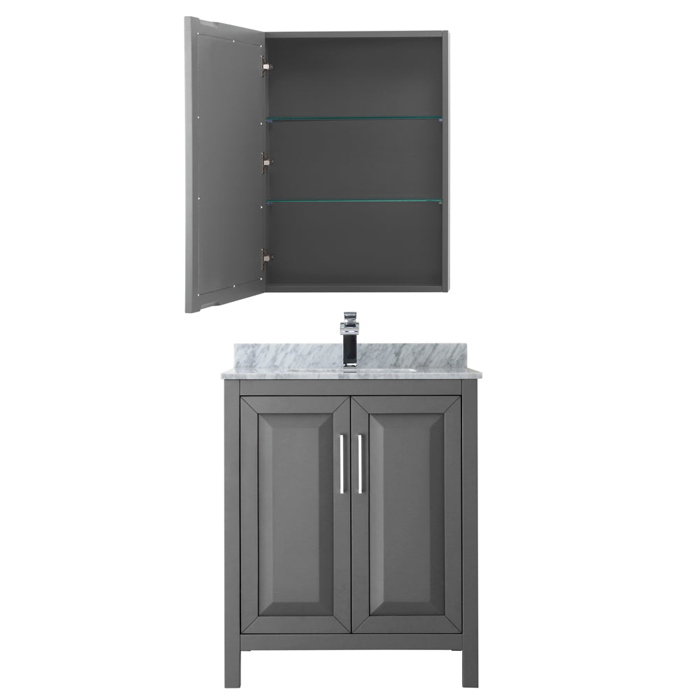 Daria 30" Single Vanity in Dark Gray, Top, Square Sink, Medicine Cabinet