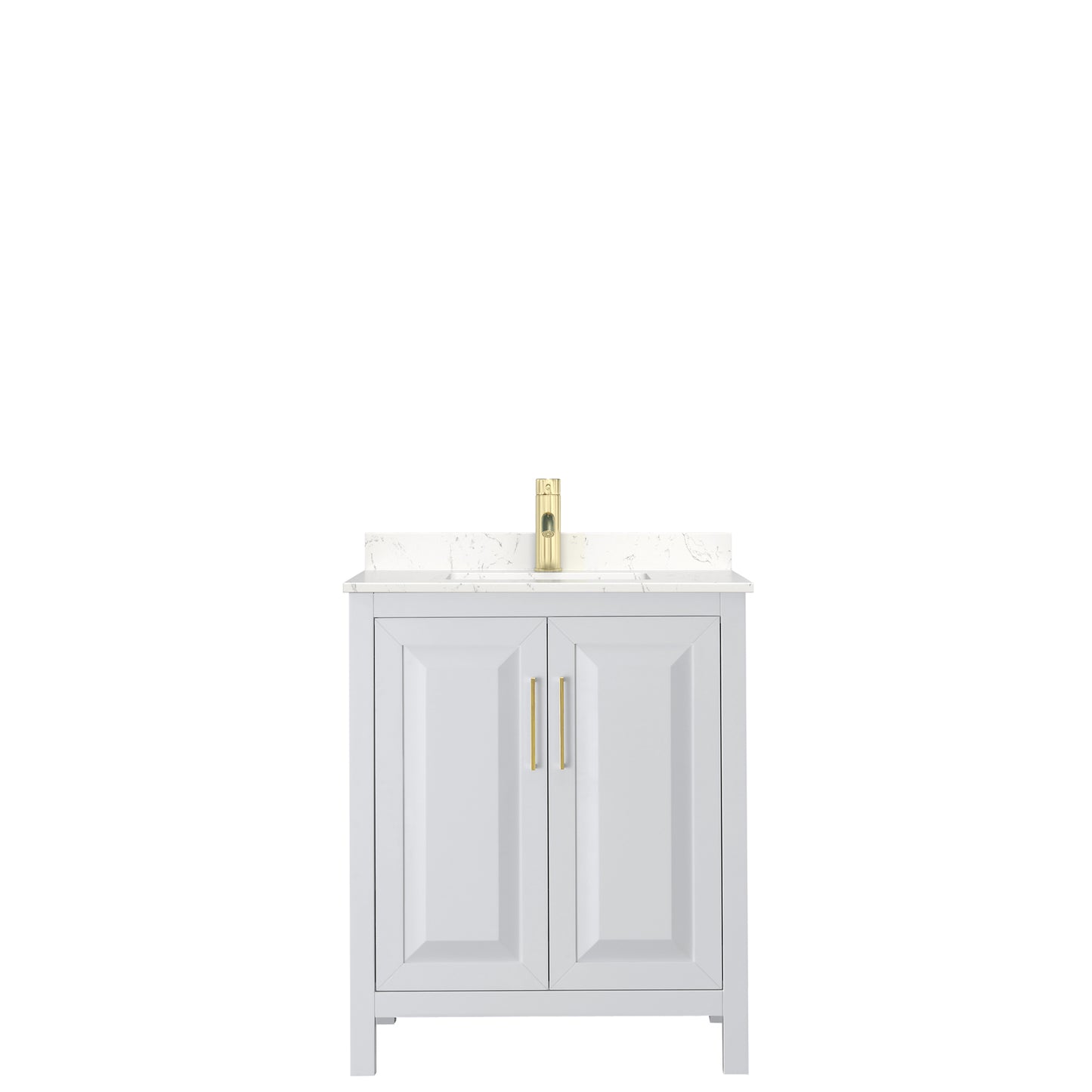 Daria 30" Single Vanity in White, Carrara Cultured Marble Top, Gold Trim