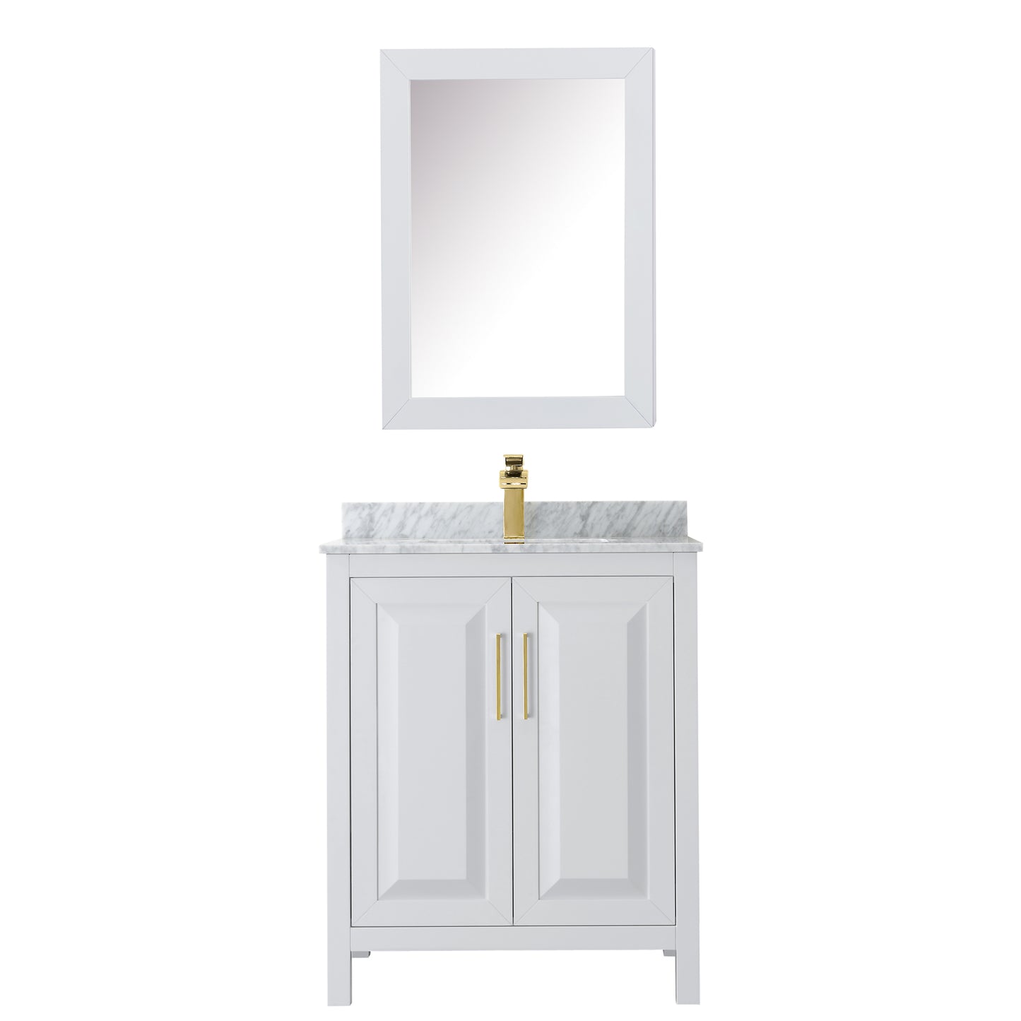 Daria 30" Single Vanity in White, Top, Medicine Cabinet, Brushed Gold Trim