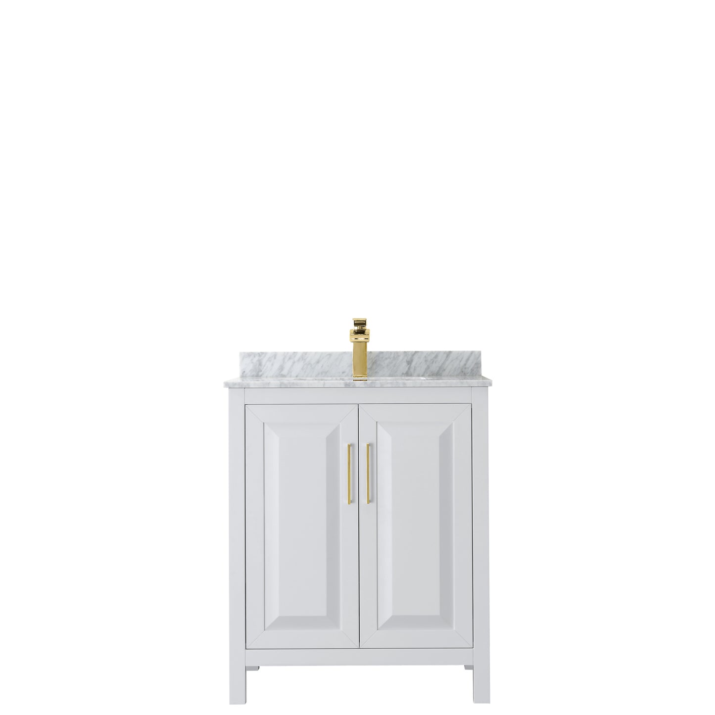 Daria 30" Single Vanity in White, Top, Square Sink, Brushed Gold Trim