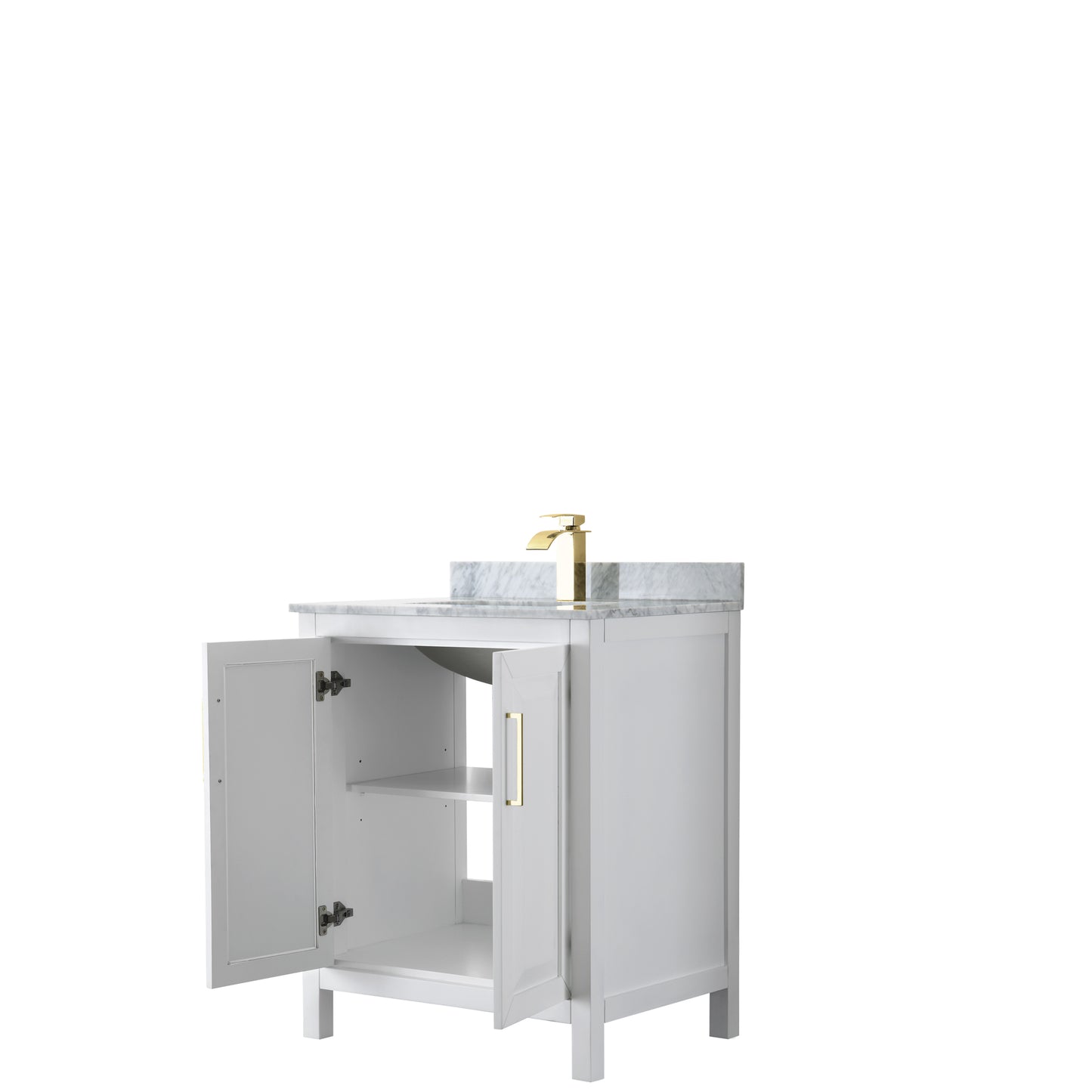 Daria 30" Single Vanity in White, Top, Square Sink, Brushed Gold Trim