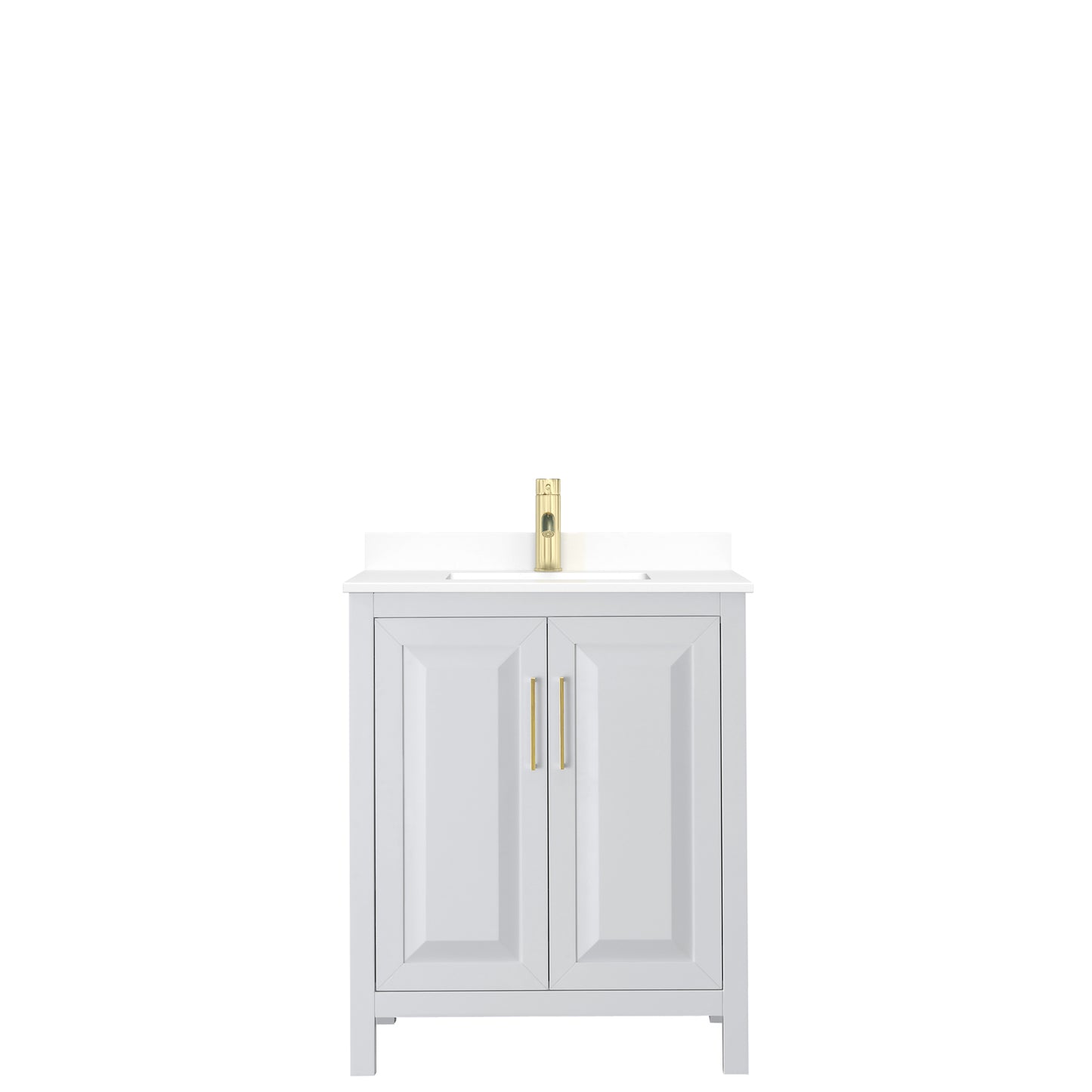 Daria 30" Single Vanity in White, White Cultured Marble Top, Gold Trim