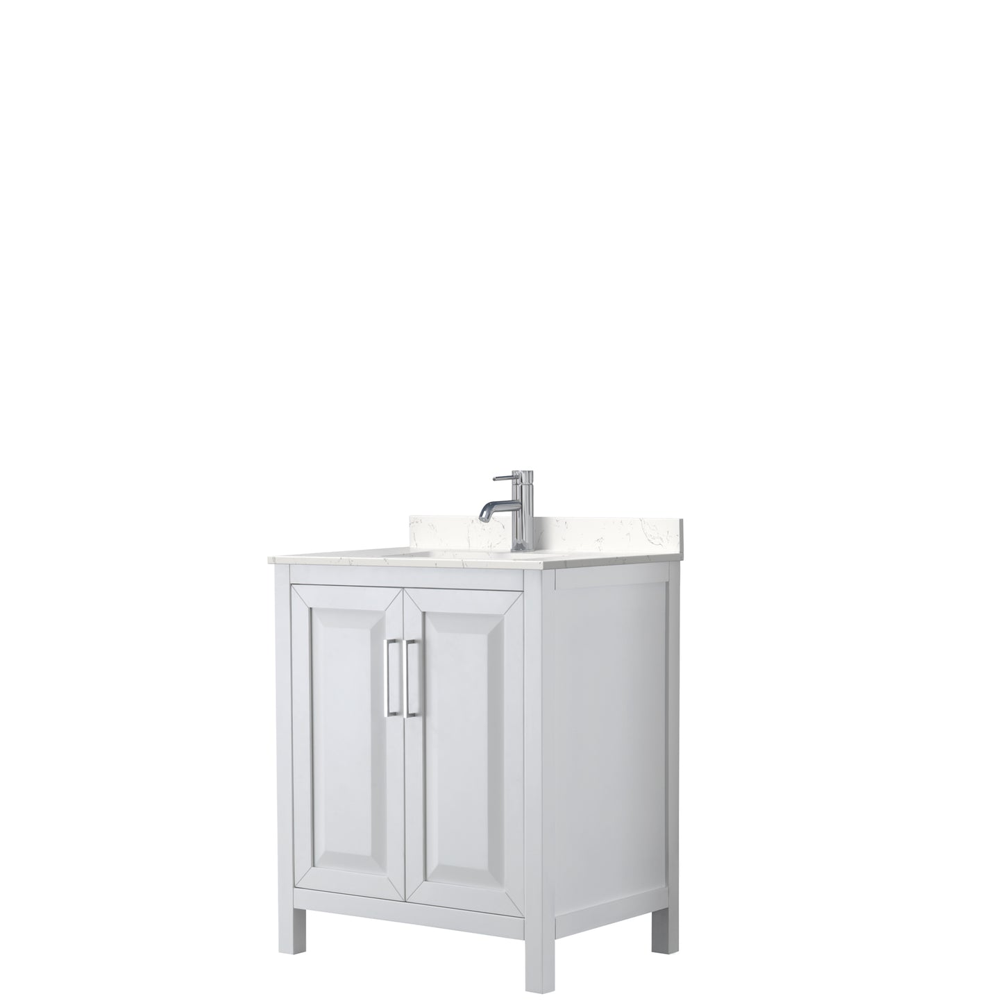 Daria 30" Single Vanity in White, Carrara Cultured Marble Top, Sink