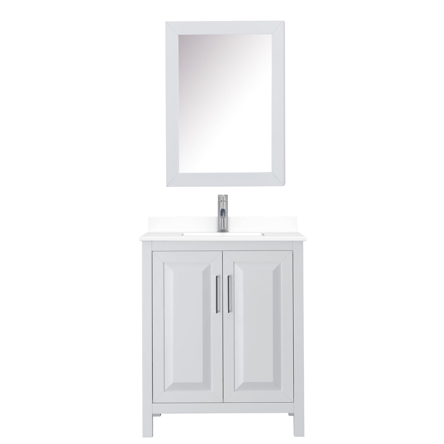 Daria 30" Single Vanity in White, White Cultured Marble Top, Medicine Cabinet