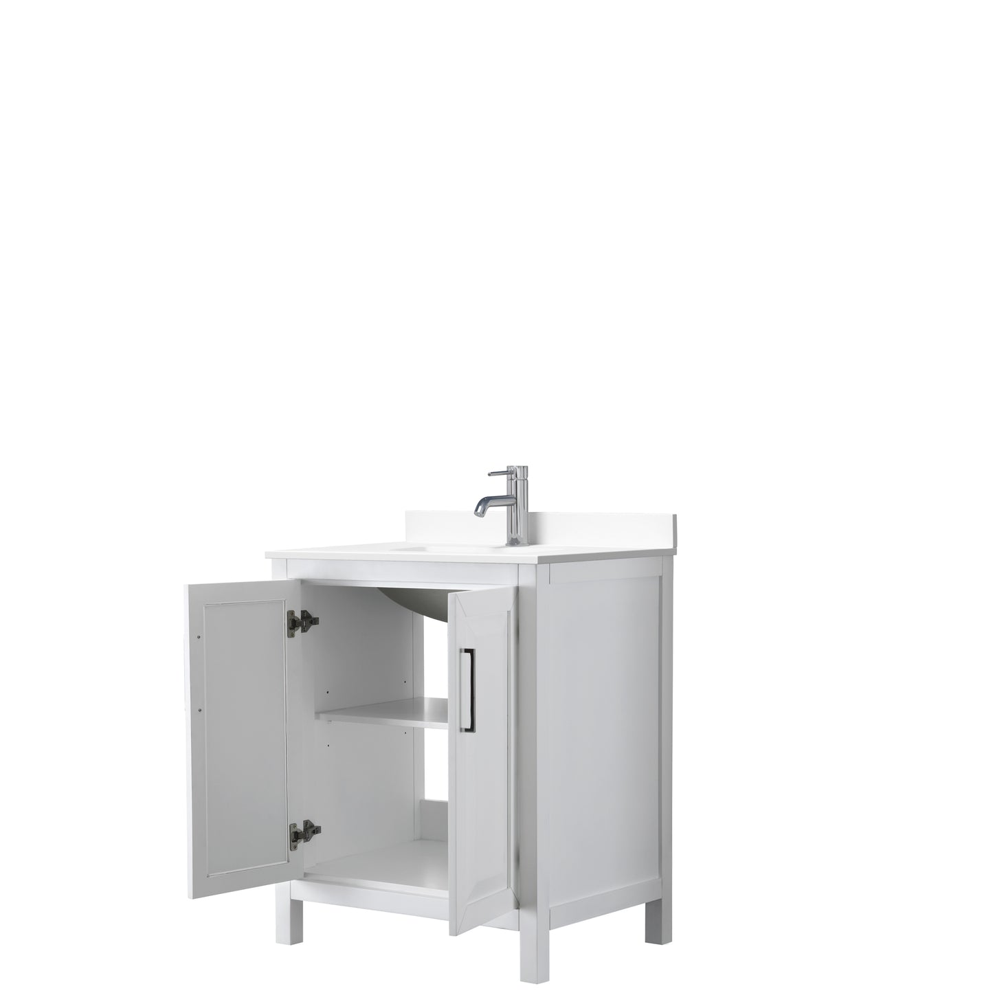 Daria 30" Single Vanity in White, White Cultured Marble Top, Sink