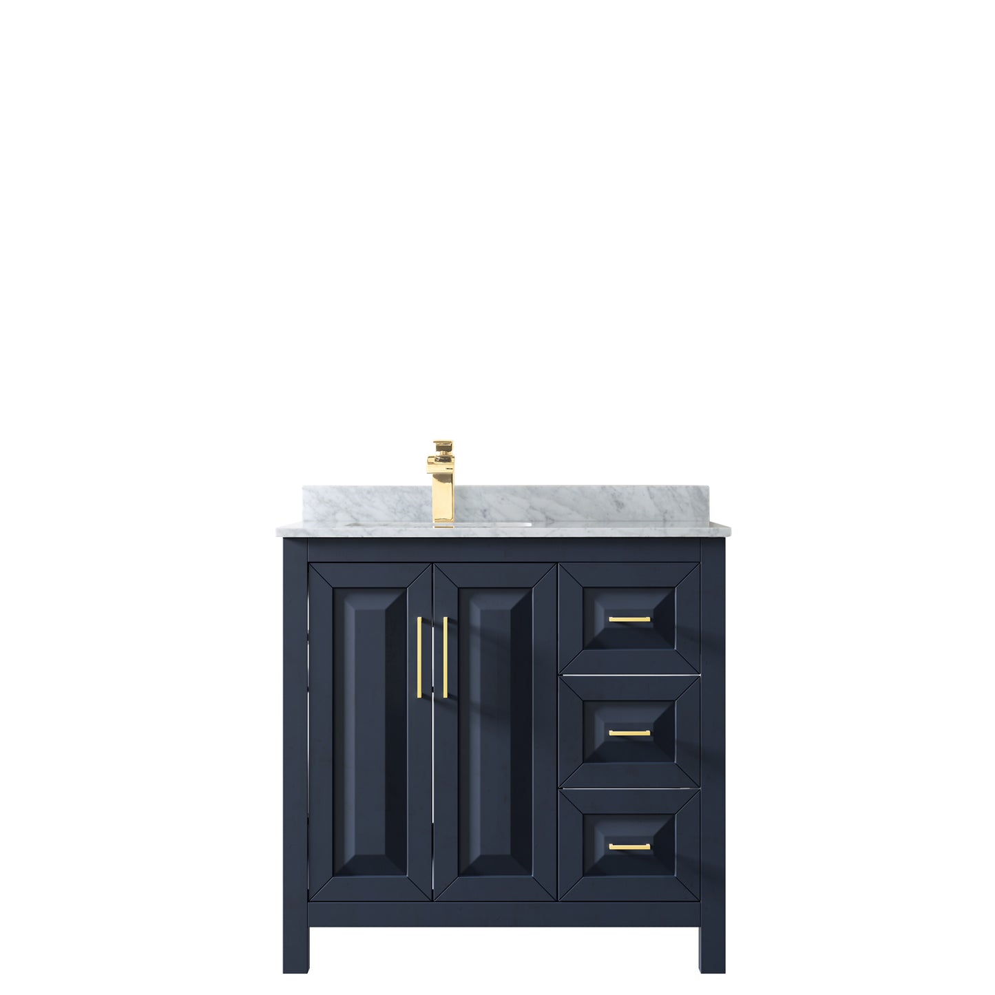 Daria 36" Single Vanity in Dark Blue, Top, Square Sink, No Mirror