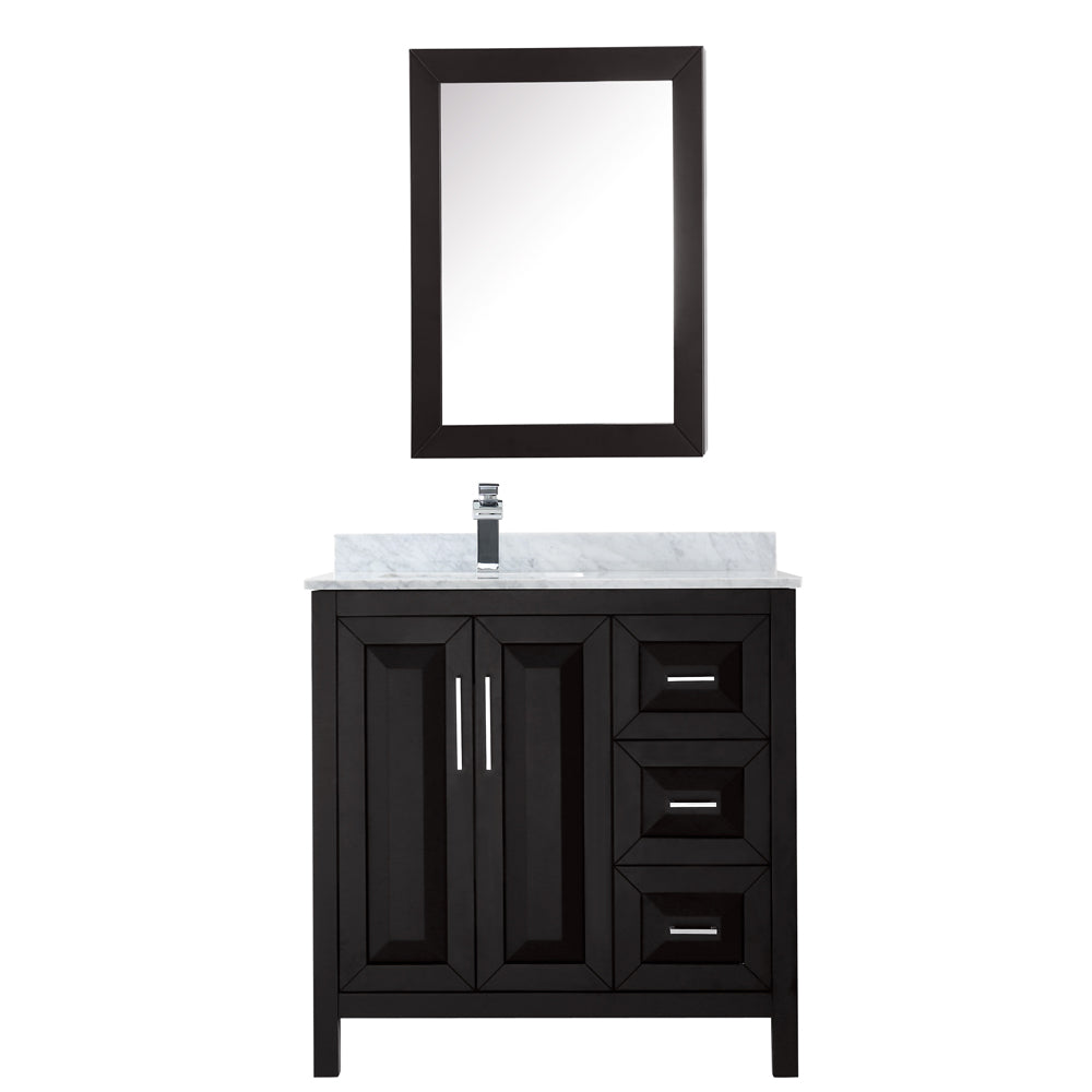Daria 36" Single Vanity in Dark Espresso, Top, Square Sink, Medicine Cabinet