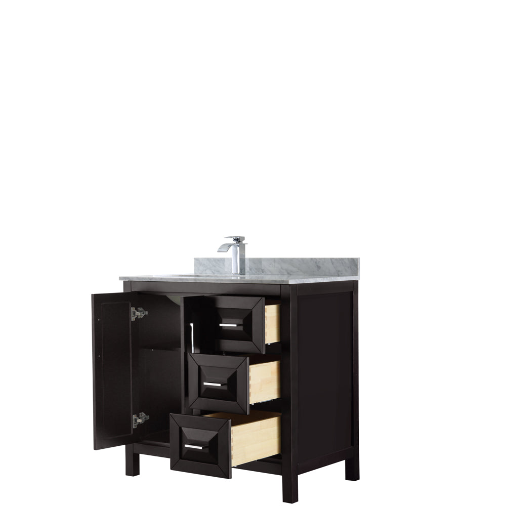 Daria 36" Single Vanity in Dark Espresso, Top, Square Sink, No Mirror