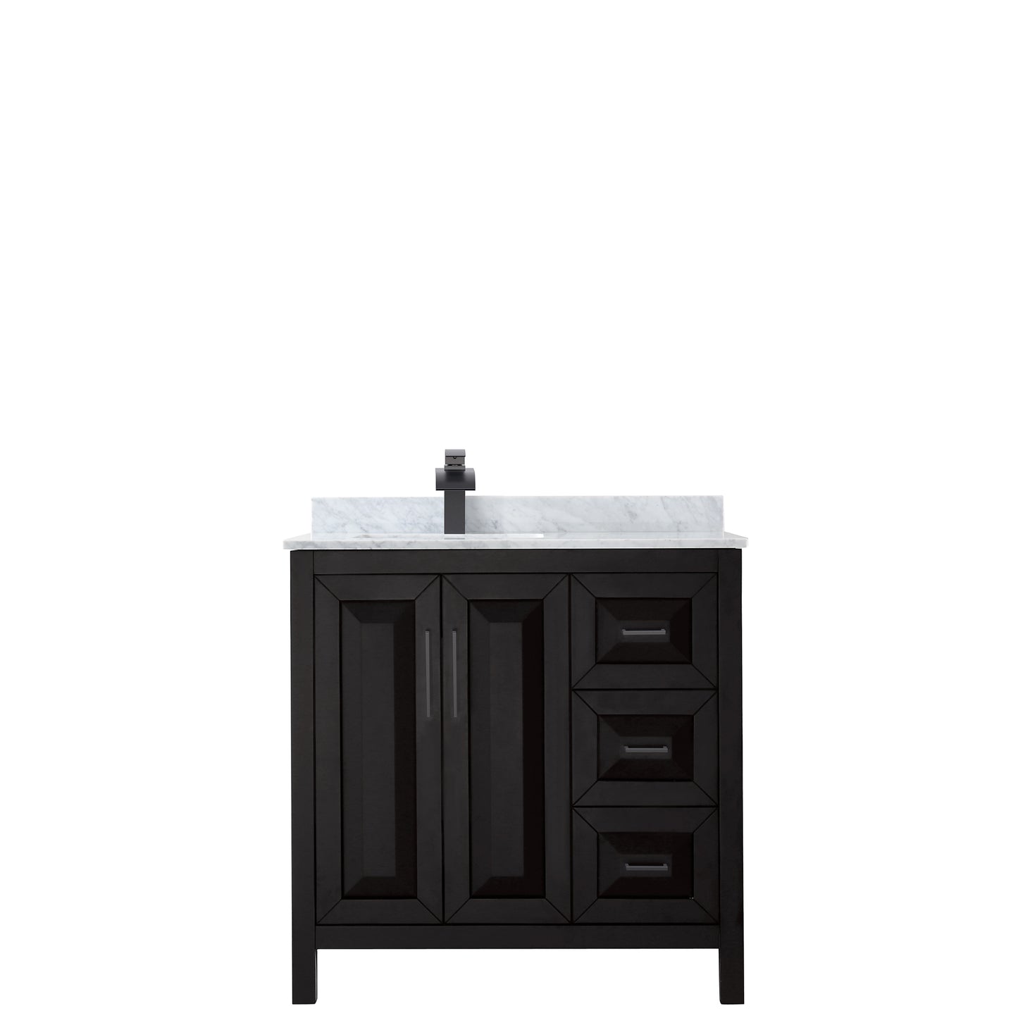 Daria 36" Single Vanity in Dark Espresso, Top, Square Sink, Matte Black Trim