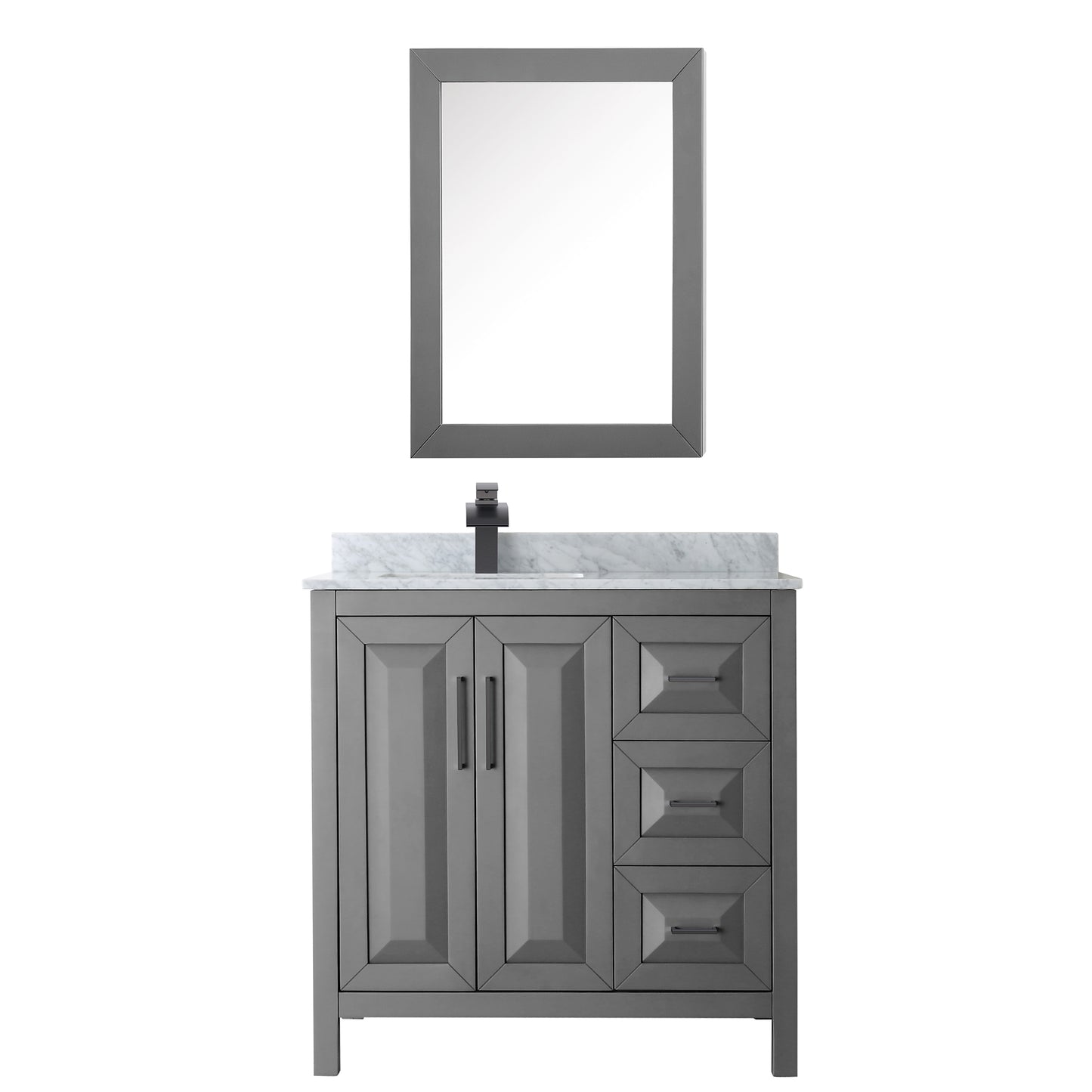 Daria 36" Single Vanity in Dark Gray, Top, Black Trim, Medicine Cabinet