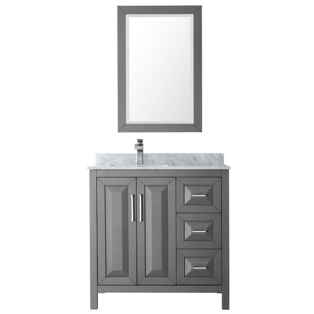 Daria 36" Single Vanity in Dark Gray, Top, Square Sink, 24" Mirror