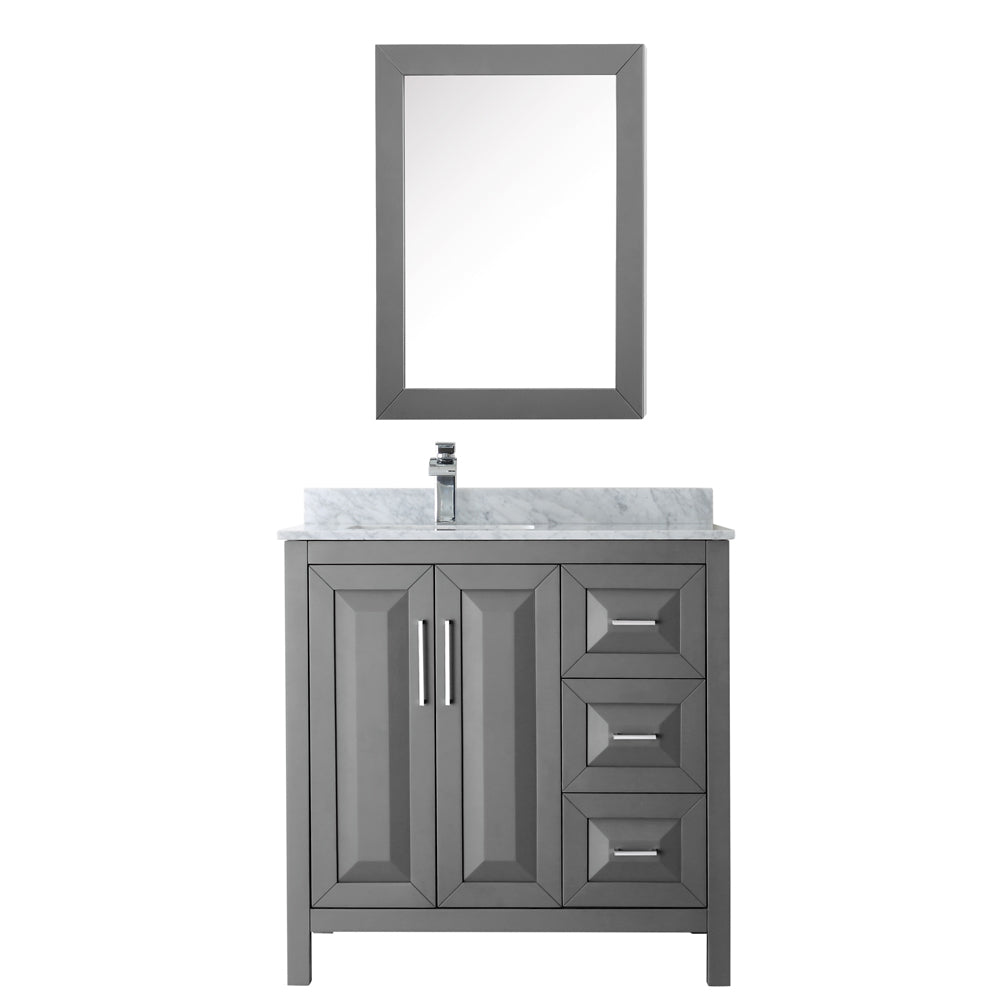 Daria 36" Single Vanity in Dark Gray, Top, Square Sink, Medicine Cabinet