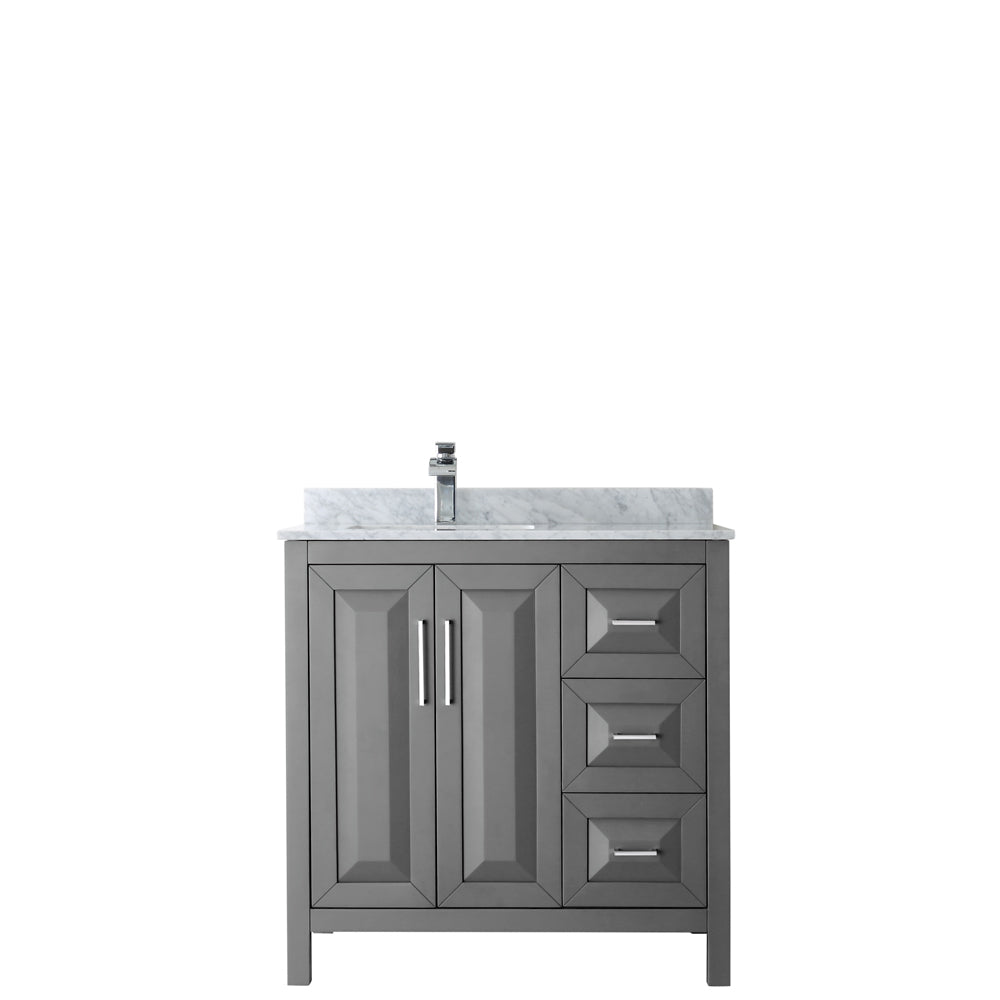 Daria 36" Single Vanity in Dark Gray, Top, Square Sink, No Mirror