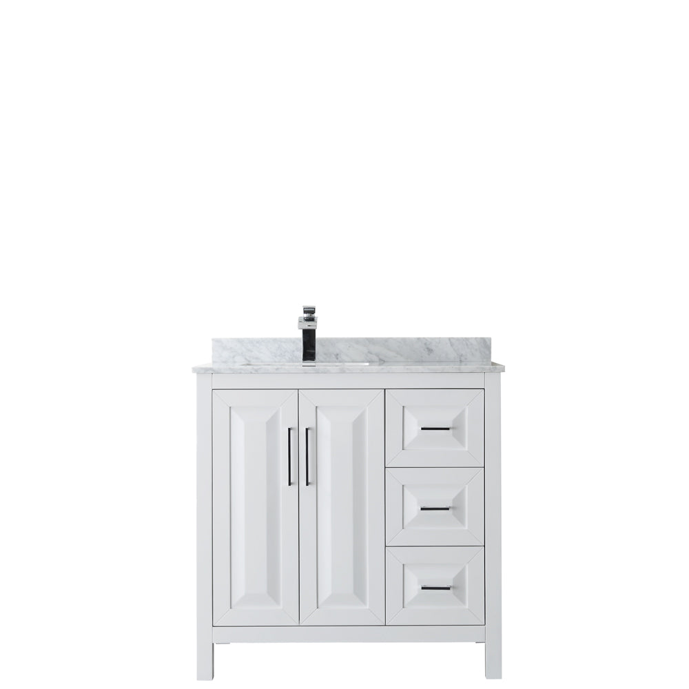 Daria 36" Single Vanity in White, Top, Square Sink, No Mirror