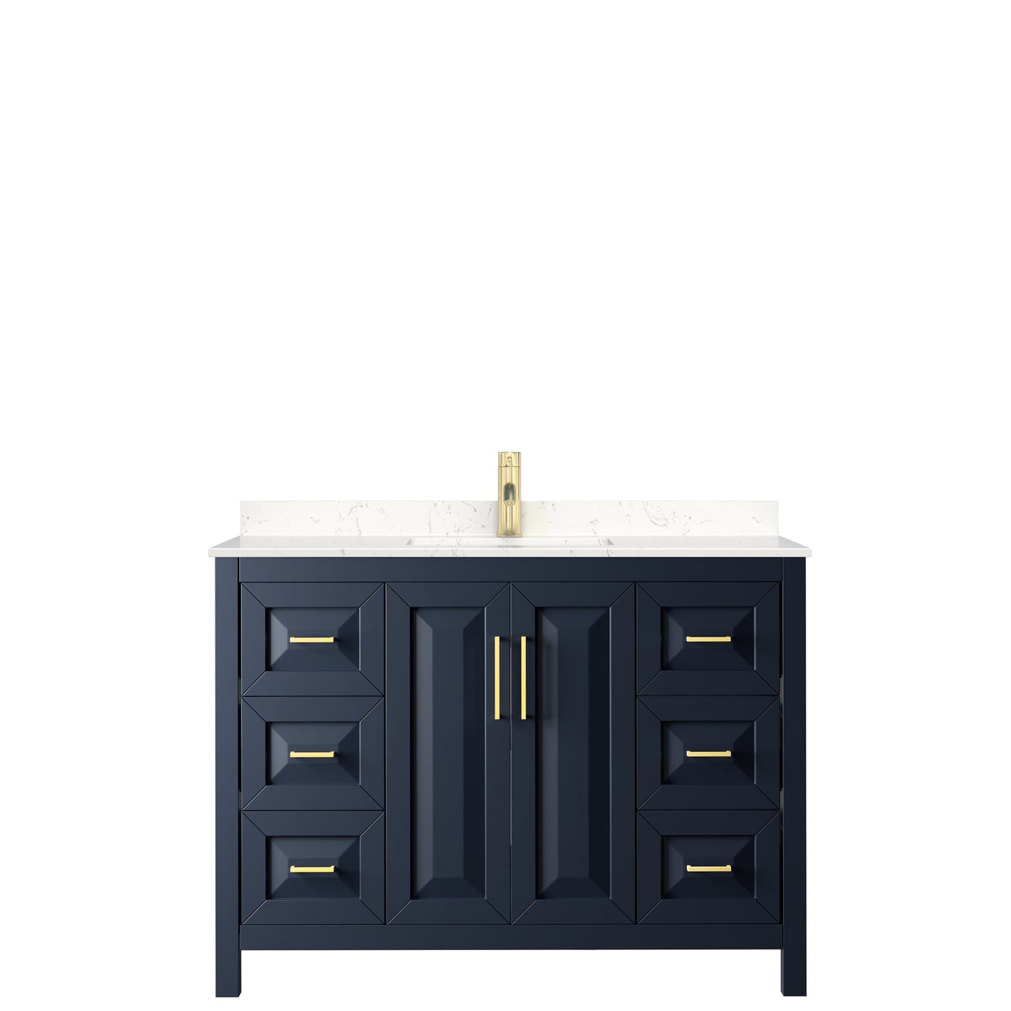 Daria 48" Single Vanity in Dark Blue, Carrara Cultured Marble Top, Sink