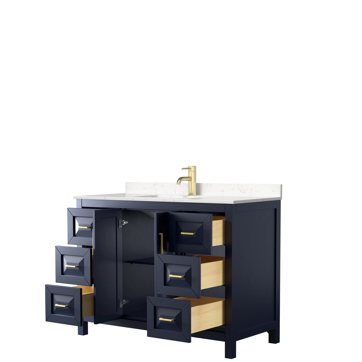 Daria 48" Single Vanity in Dark Blue, Carrara Cultured Marble Top, Sink