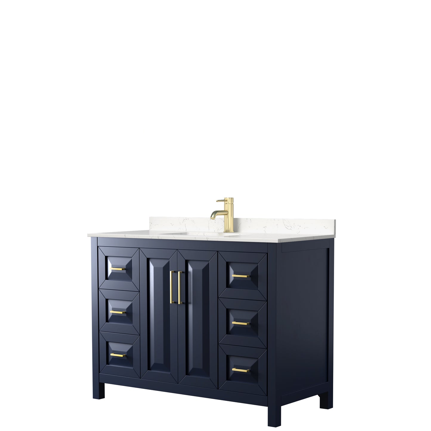 Daria 48" Single Vanity in Dark Blue, Carrara Cultured Marble Top, Sink