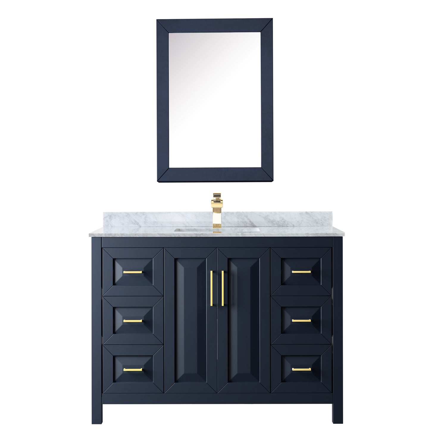 Daria 48" Single Vanity in Dark Blue, Top, Square Sink, Medicine Cabinet