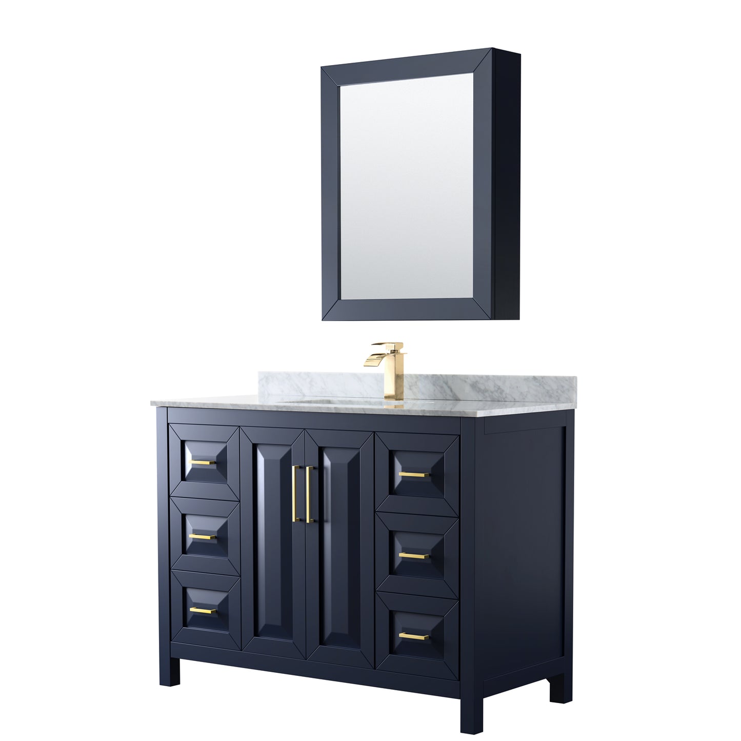 Daria 48" Single Vanity in Dark Blue, Top, Square Sink, Medicine Cabinet