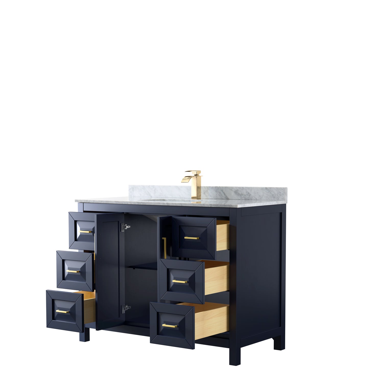 Daria 48" Single Vanity in Dark Blue, Top, Square Sink, No Mirror