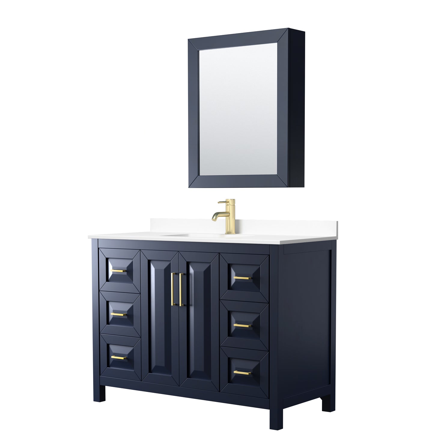 Daria 48" Single Vanity in Blue, White Cultured Marble Top, Medicine Cabinet