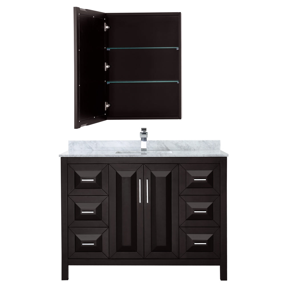 Daria 48" Single Vanity in Dark Espresso, Top, Square Sink, Medicine Cabinet