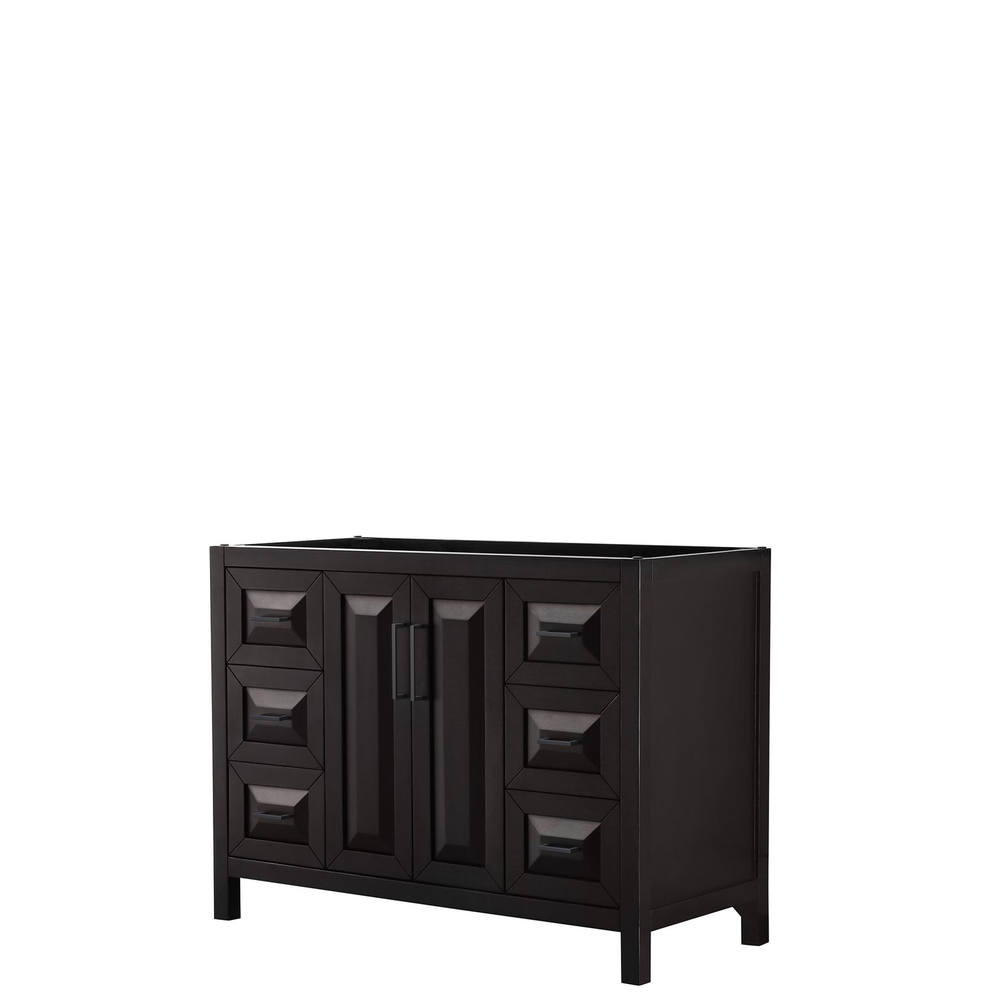 Daria 48" Single Vanity in Dark Espresso, No Top, No Sink, Matte Black Trim