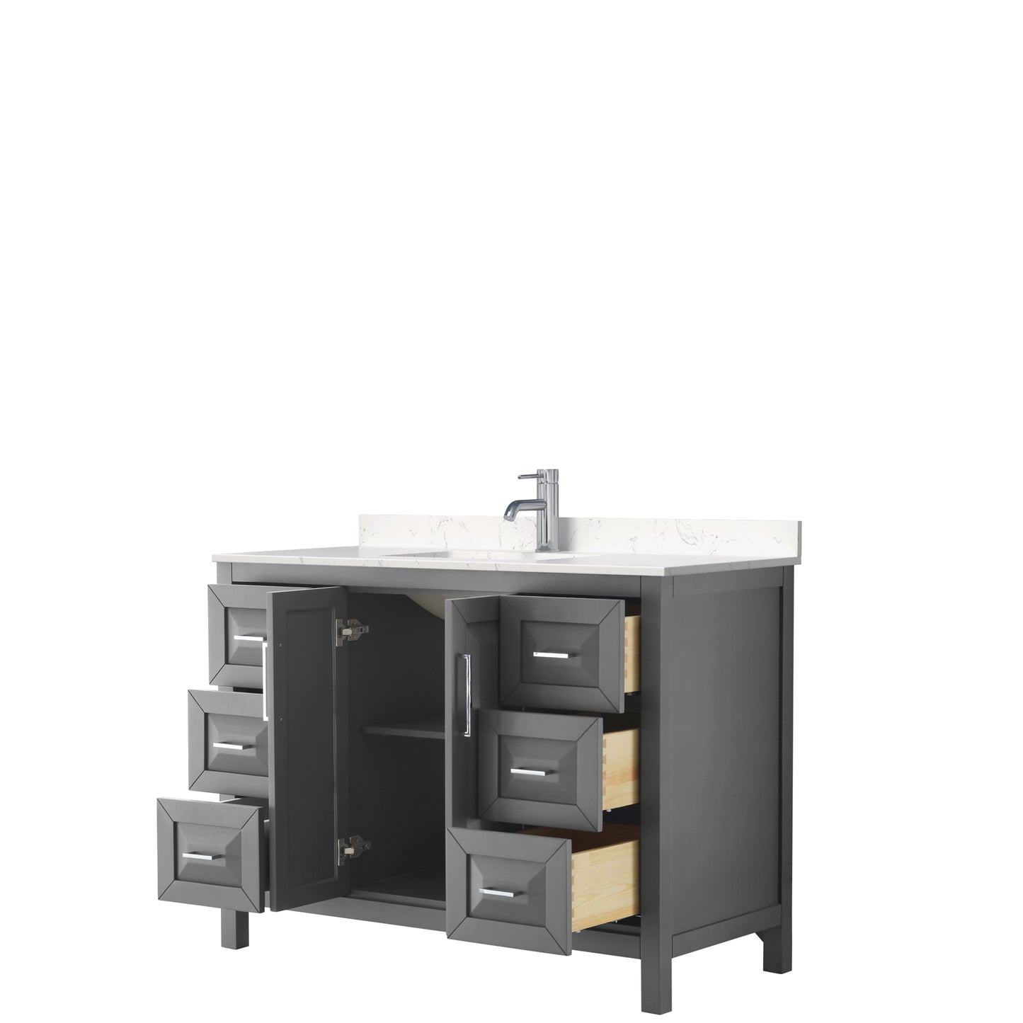 Daria 48" Single Vanity in Dark Gray, Carrara Cultured Marble Top, Sink