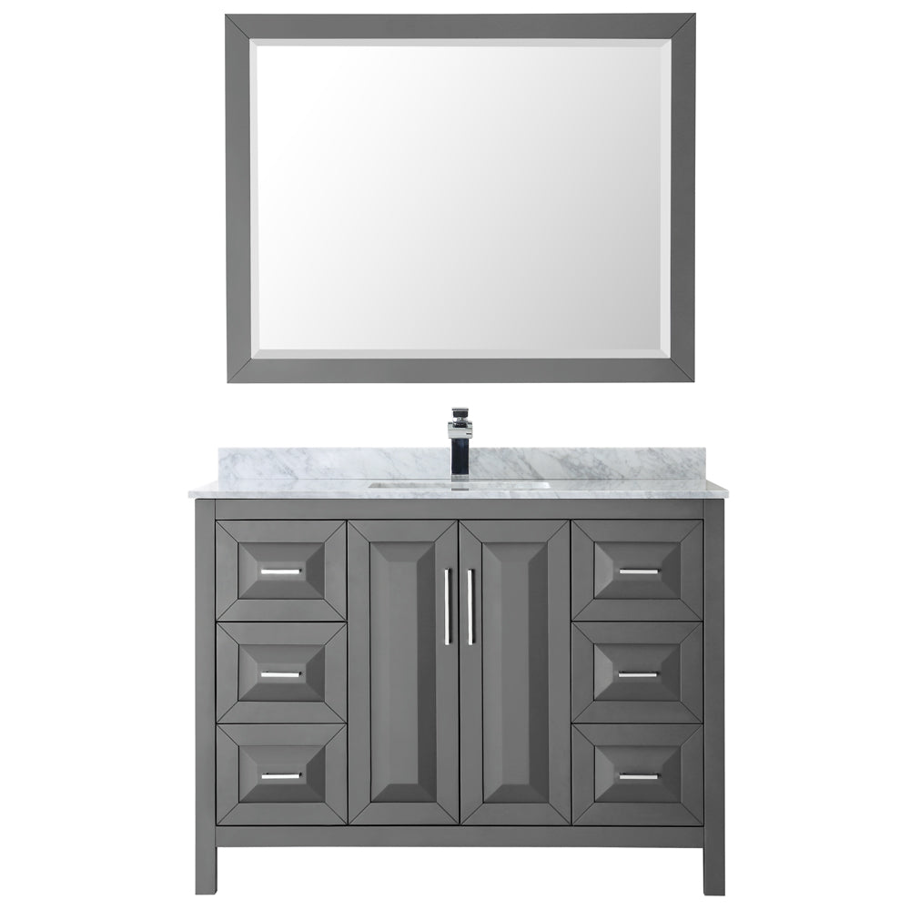 Daria 48" Single Vanity in Dark Gray, Top, Square Sink, 46" Mirror