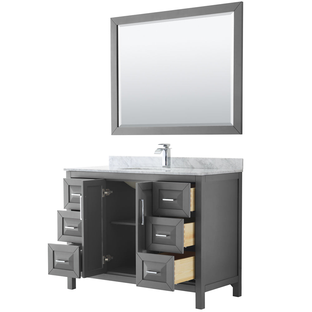 Daria 48" Single Vanity in Dark Gray, Top, Square Sink, 46" Mirror