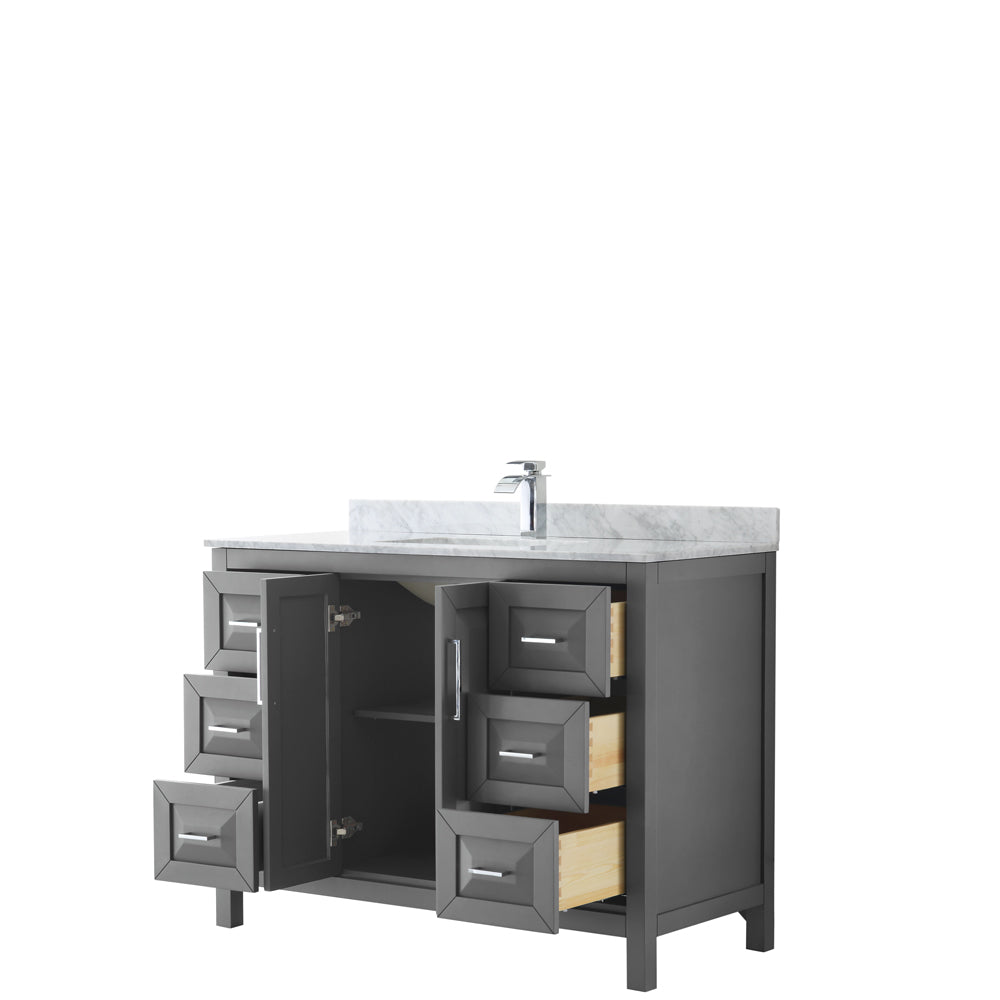 Daria 48" Single Vanity in Dark Gray, Top, Square Sink, No Mirror