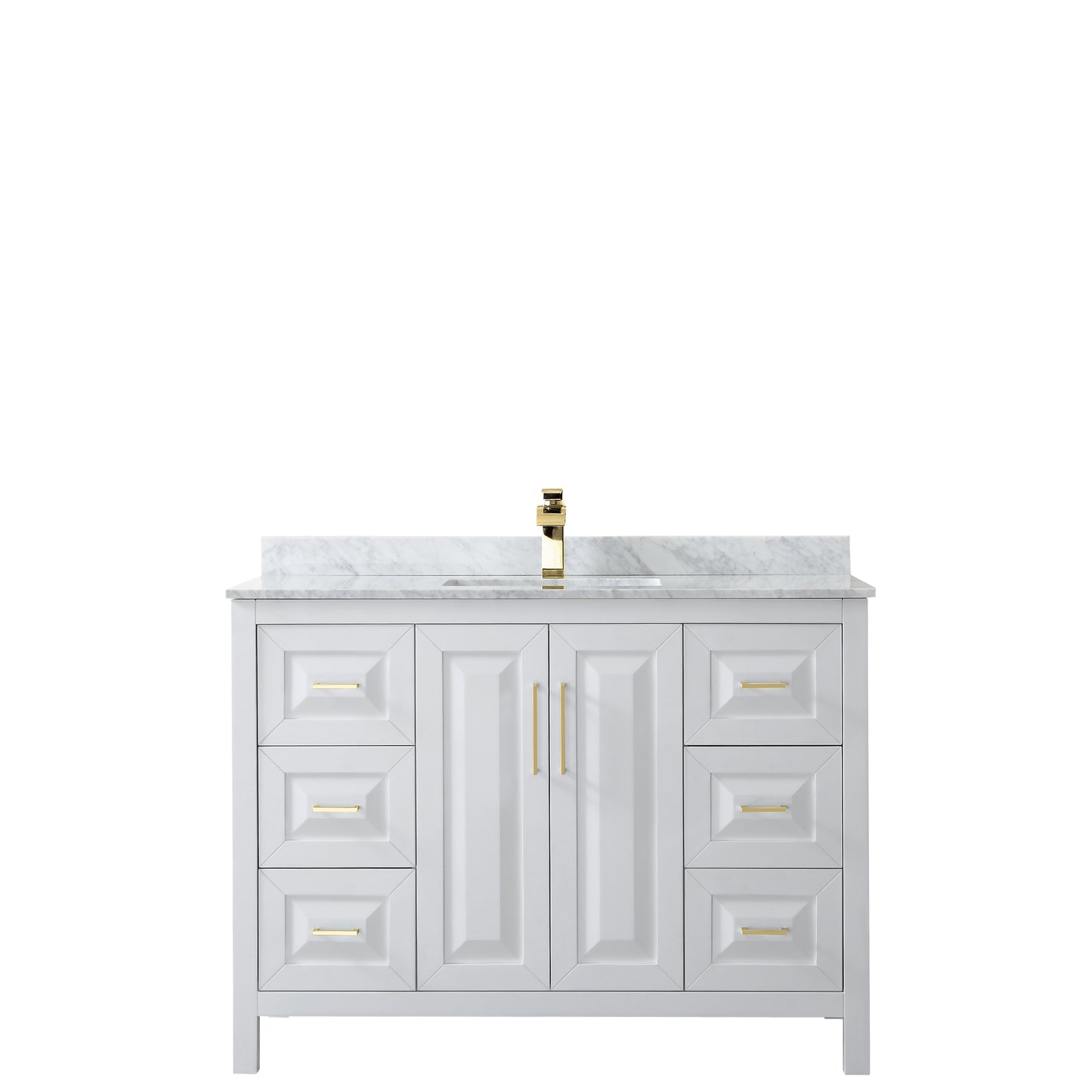 Daria 48" Single Vanity in White, Top, Square Sink, Brushed Gold Trim