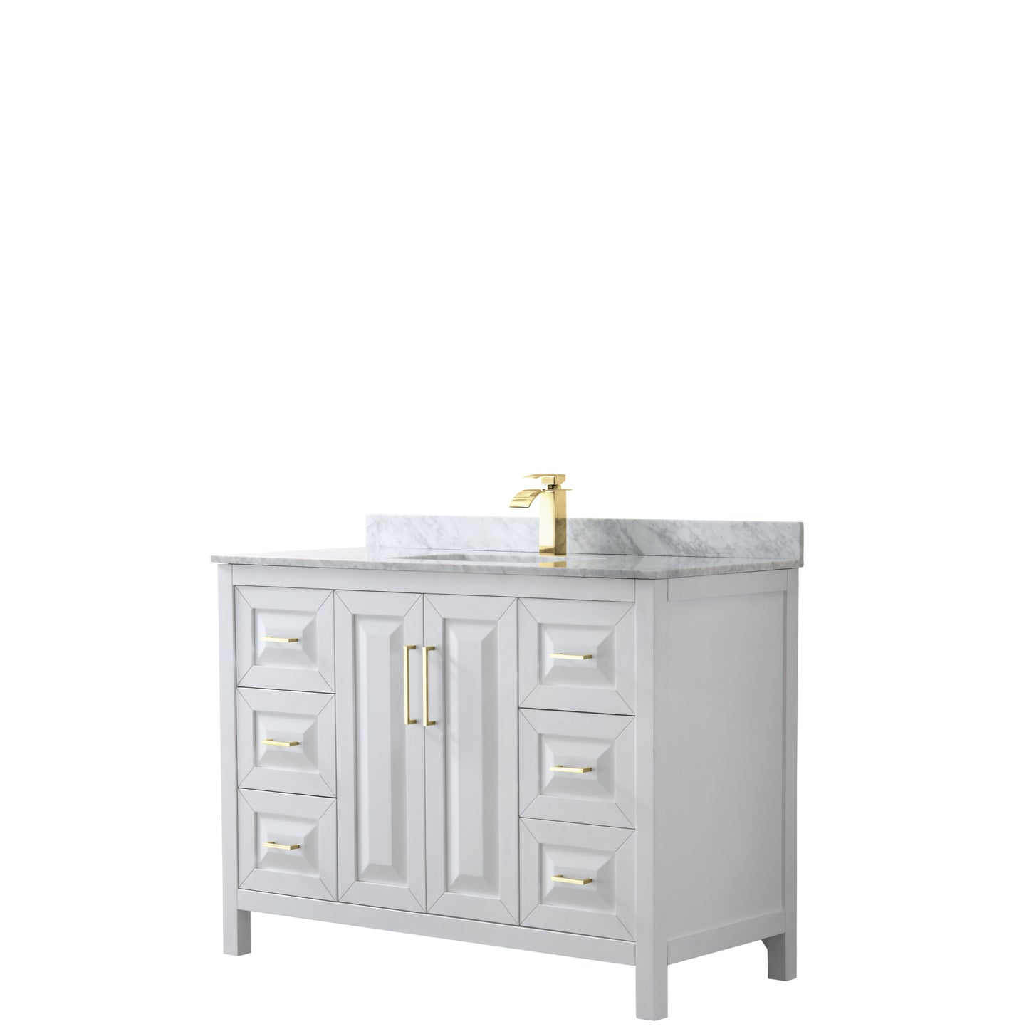 Daria 48" Single Vanity in White, Top, Square Sink, Brushed Gold Trim