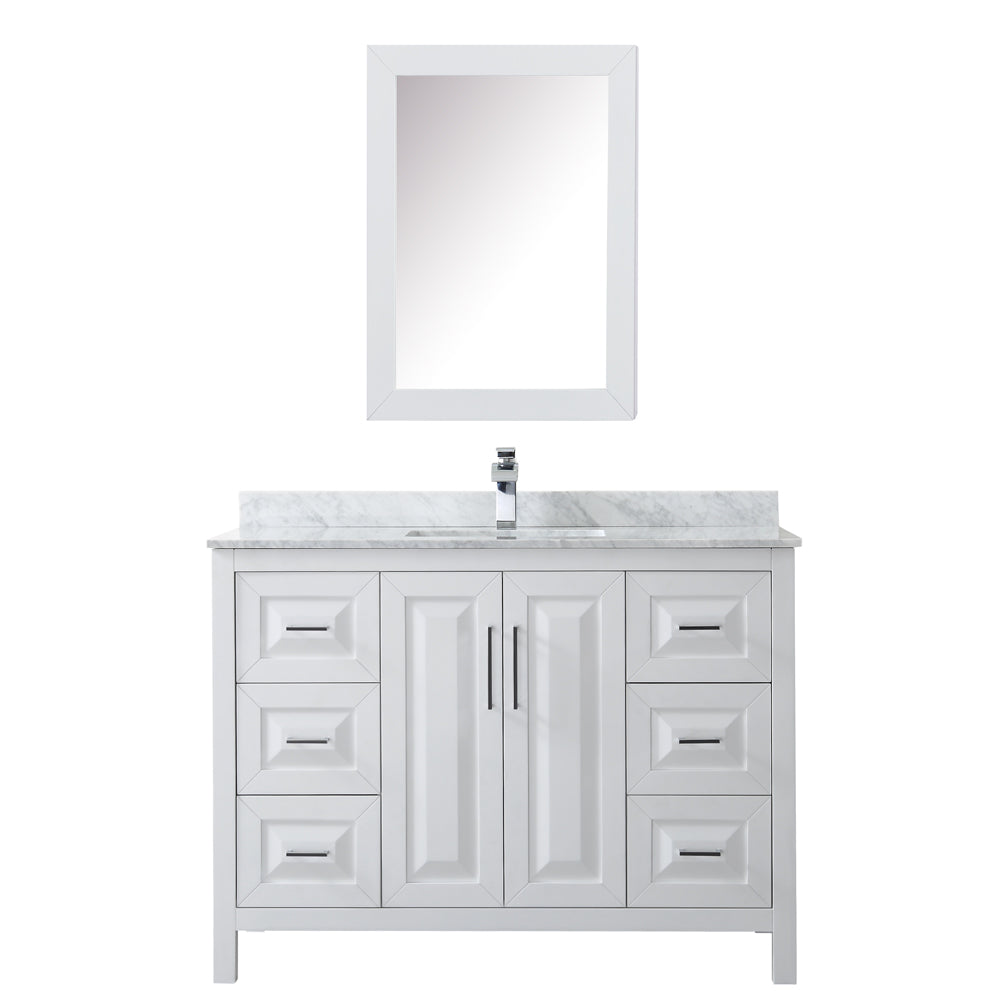 Daria 48" Single Vanity in White, Top, Square Sink, Medicine Cabinet