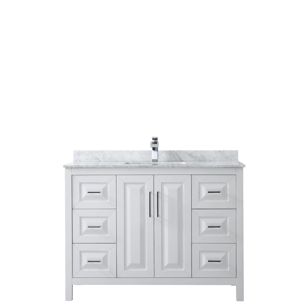 Daria 48" Single Vanity in White, Top, Square Sink, No Mirror