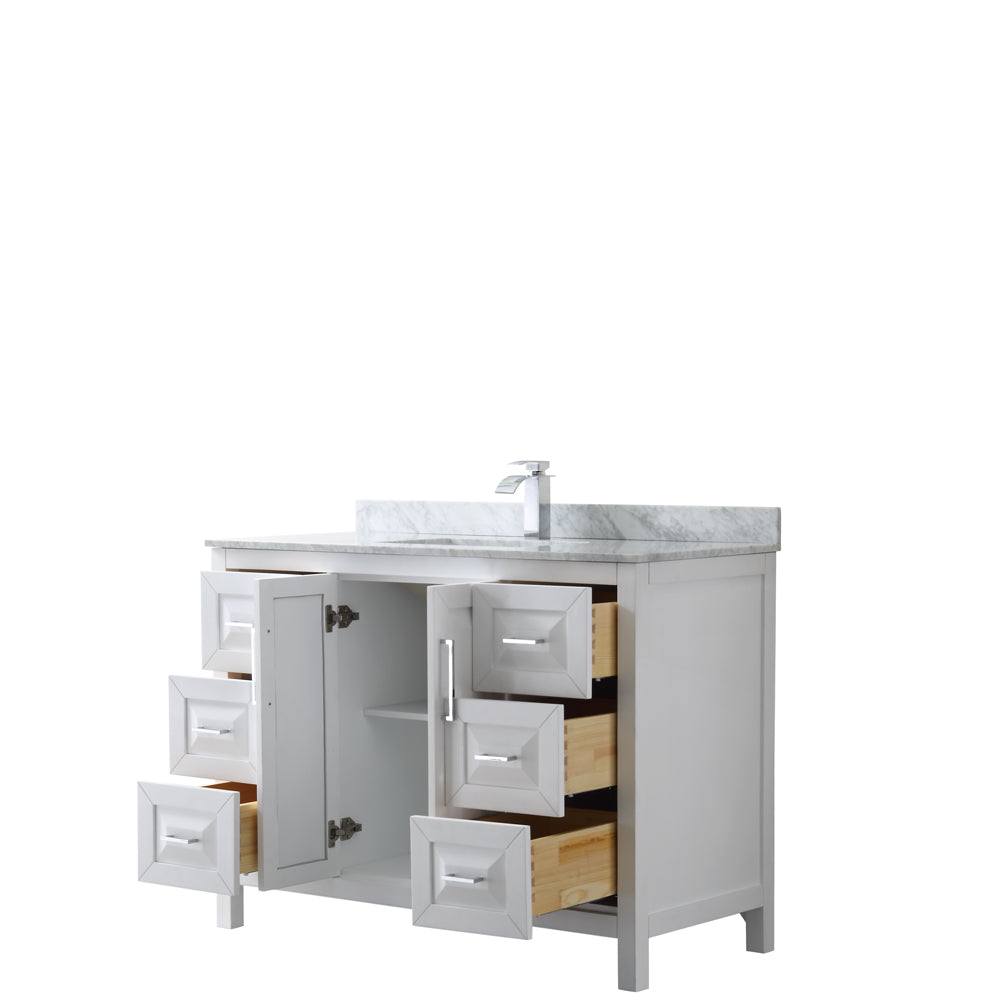 Daria 48" Single Vanity in White, Top, Square Sink, No Mirror