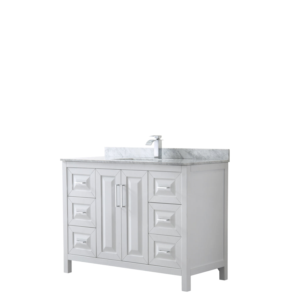 Daria 48" Single Vanity in White, Top, Square Sink, No Mirror