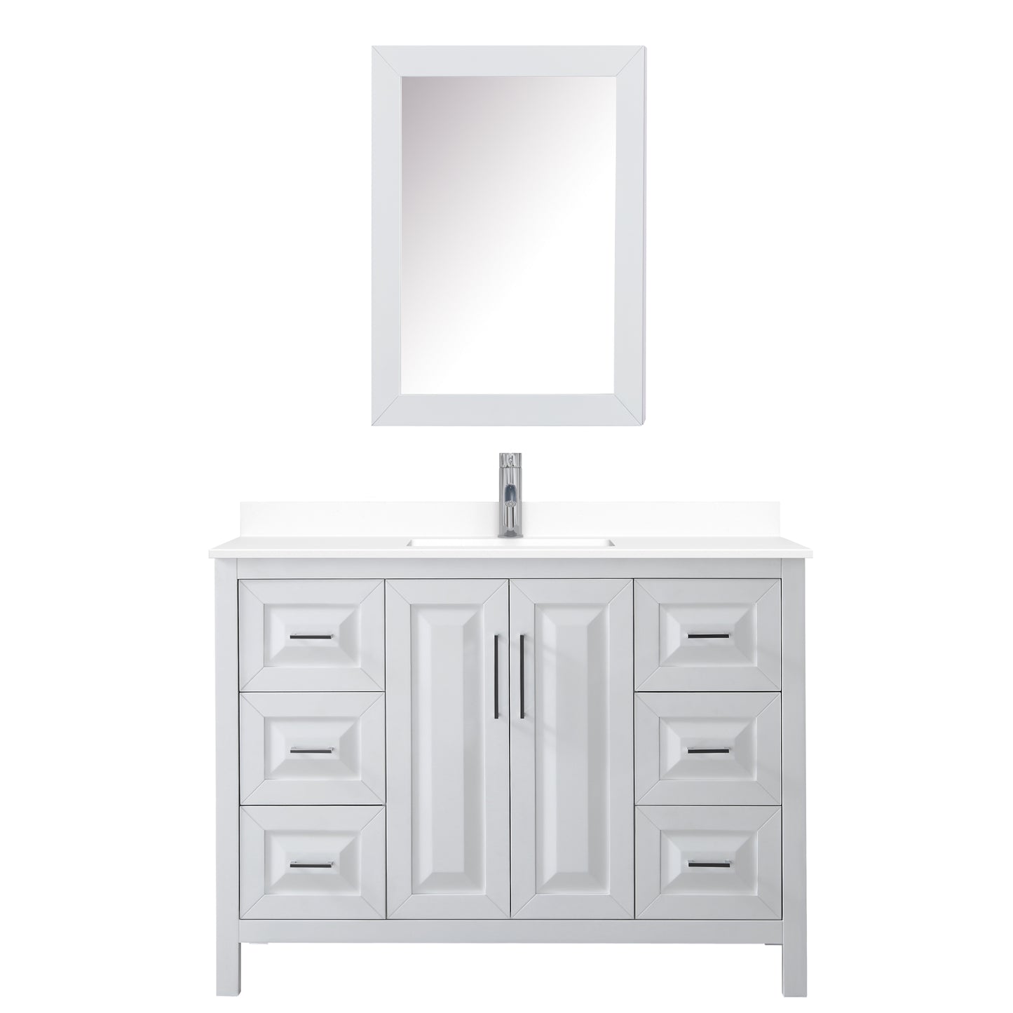 Daria 48" Single Vanity in White, White Cultured Marble Top, Medicine Cabinet