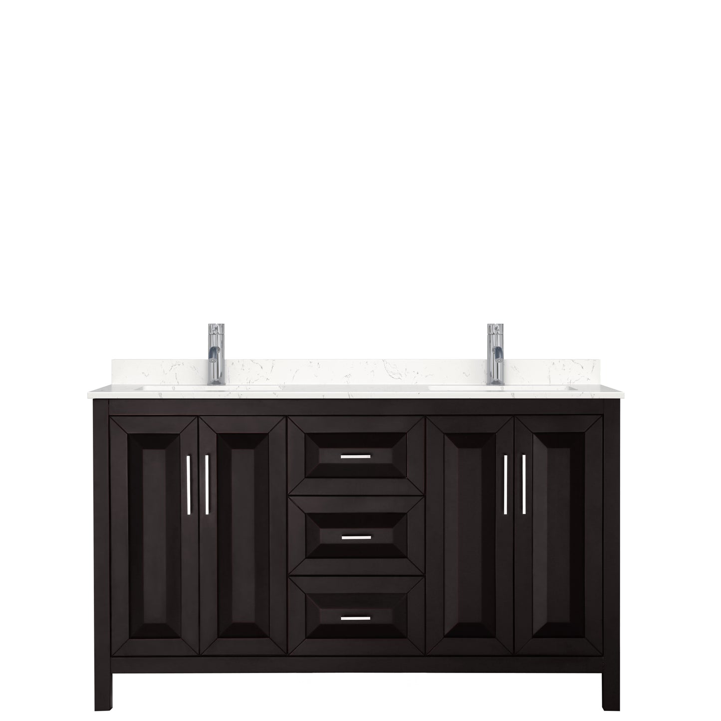 Daria 60" Double Vanity in Dark Espresso, Carrara Cultured Marble Top, Sinks