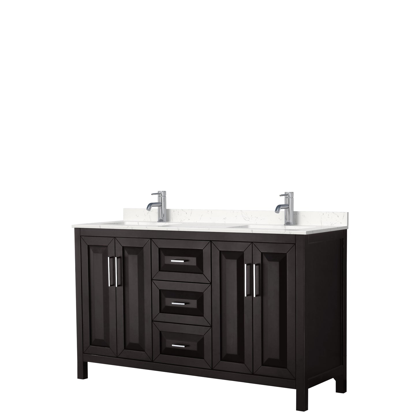 Daria 60" Double Vanity in Dark Espresso, Carrara Cultured Marble Top, Sinks