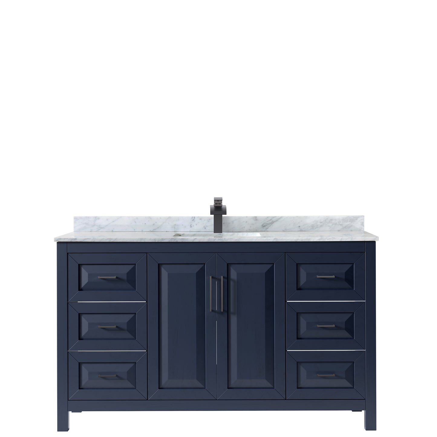 Daria 60" Single Vanity in Dark Blue, Top, Square Sink, Matte Black Trim