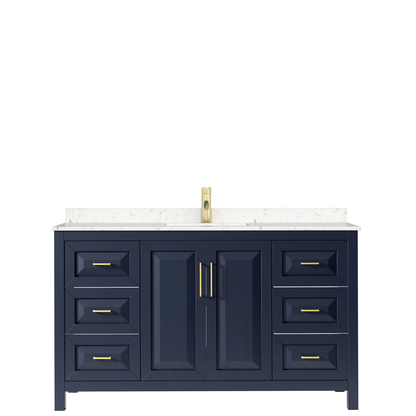 Daria 60" Single Vanity in Dark Blue, Carrara Cultured Marble Top, Sink