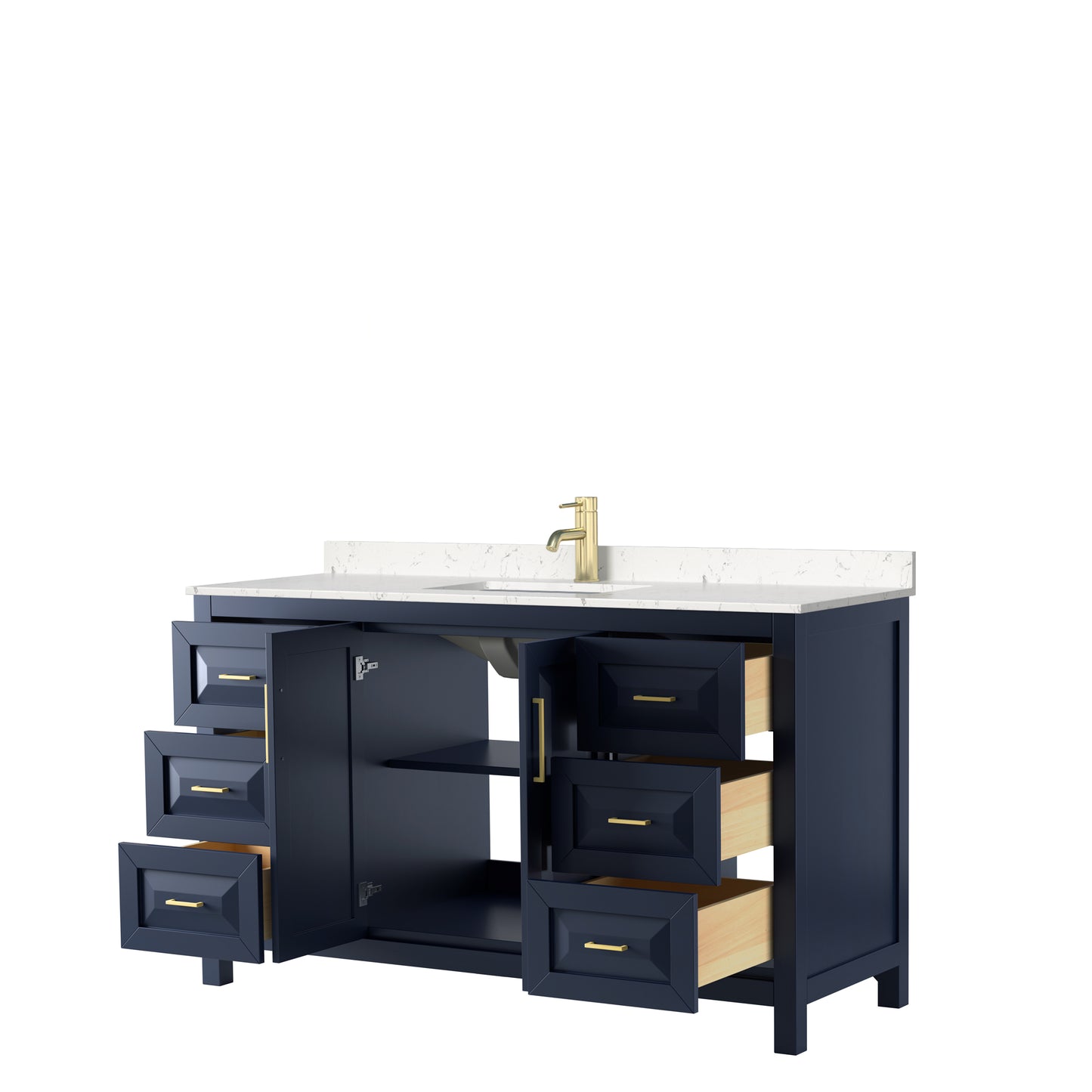 Daria 60" Single Vanity in Dark Blue, Carrara Cultured Marble Top, Sink