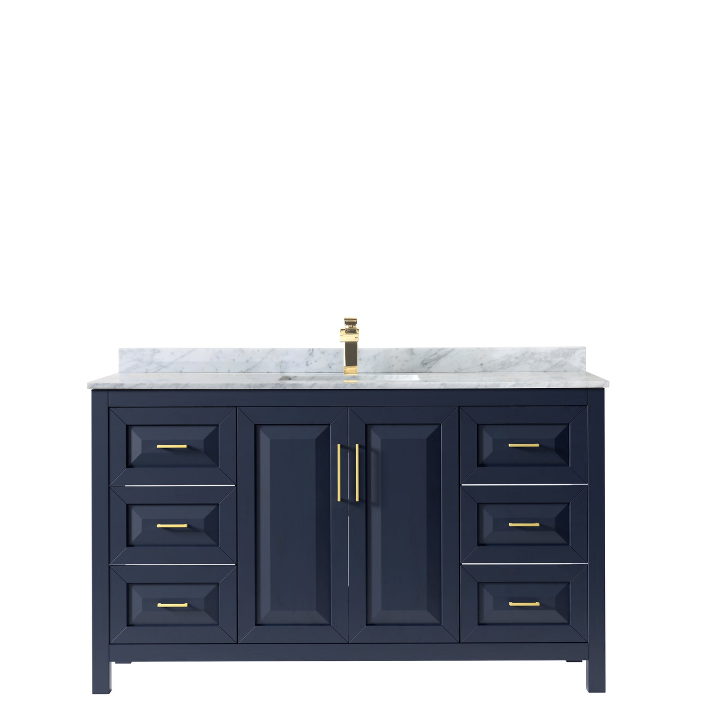 Daria 60" Single Vanity in Dark Blue, Top, Square Sink, No Mirror