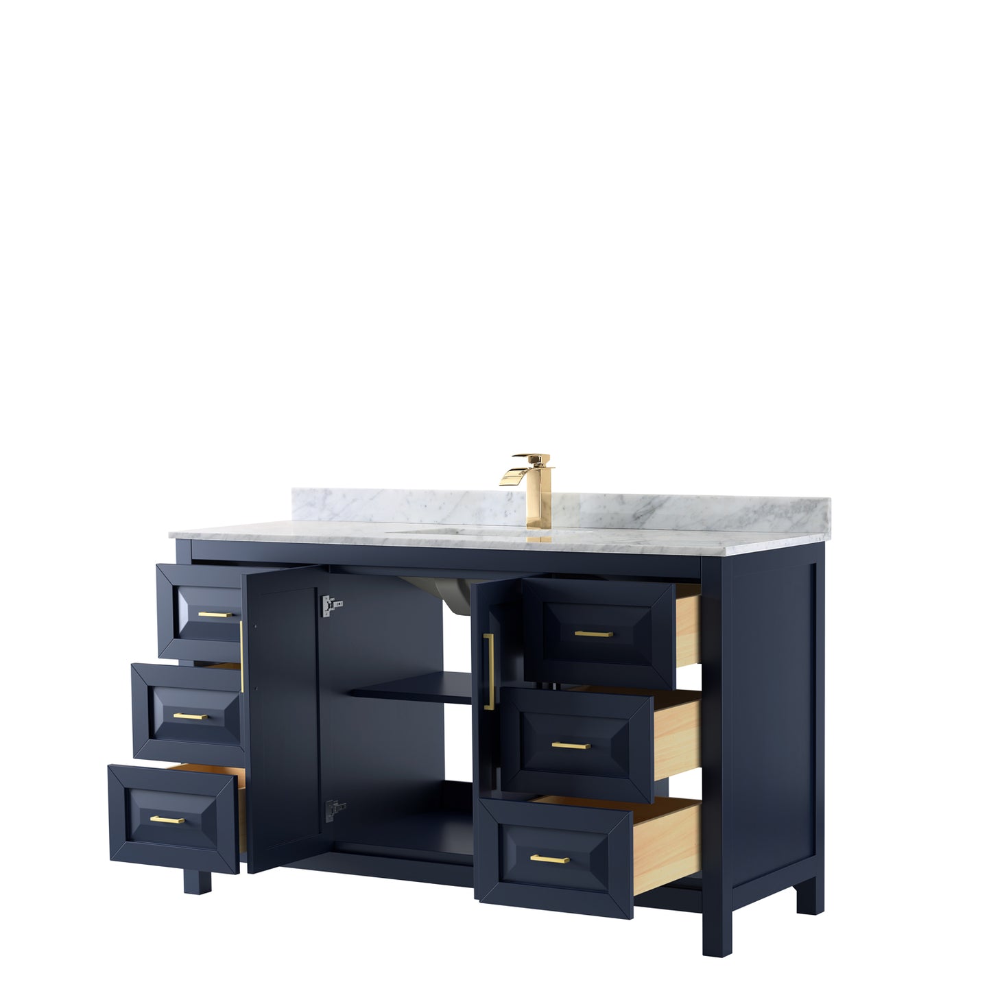 Daria 60" Single Vanity in Dark Blue, Top, Square Sink, No Mirror