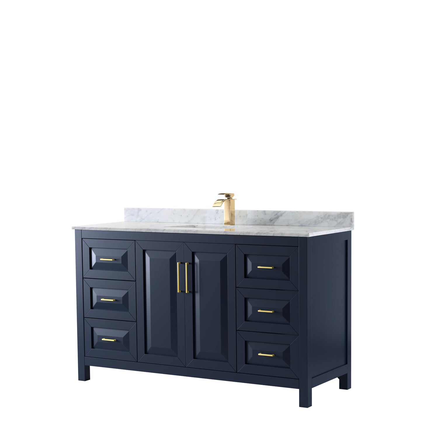 Daria 60" Single Vanity in Dark Blue, Top, Square Sink, No Mirror
