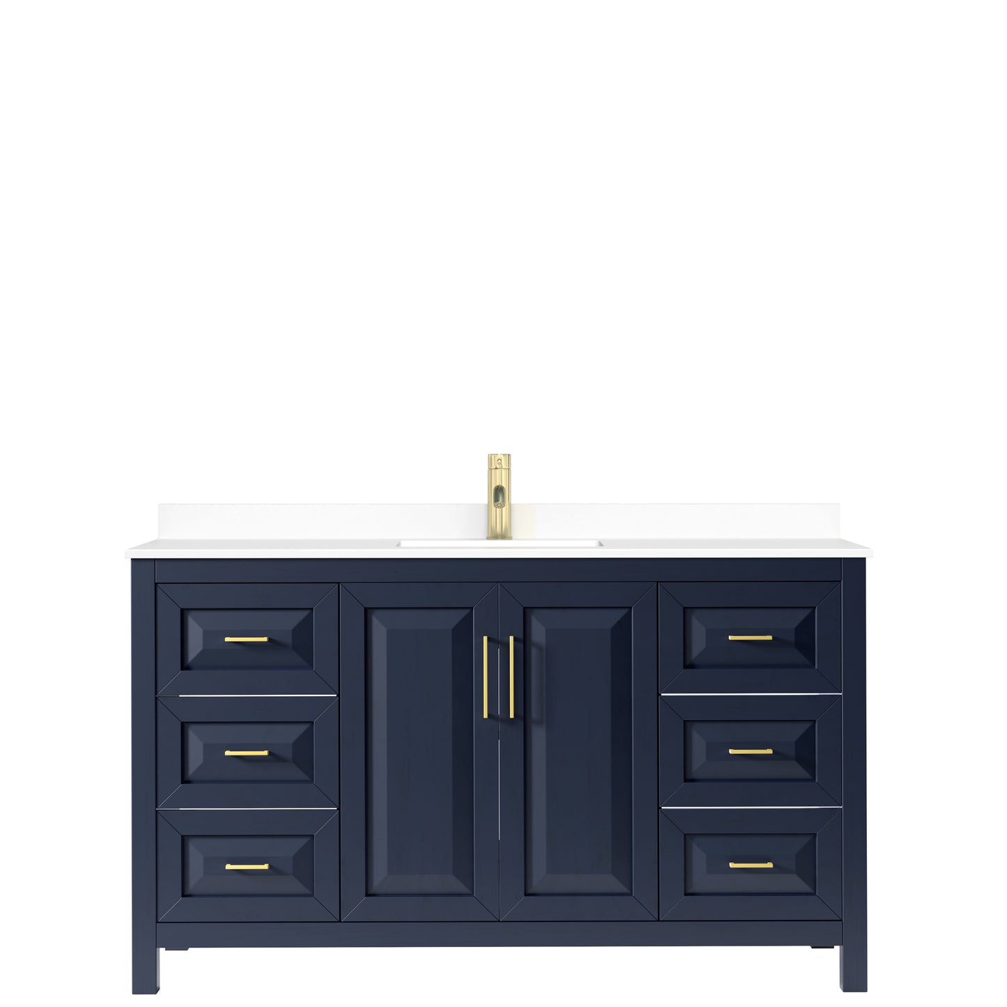 Daria 60" Single Vanity in Dark Blue, White Cultured Marble Top, Sink