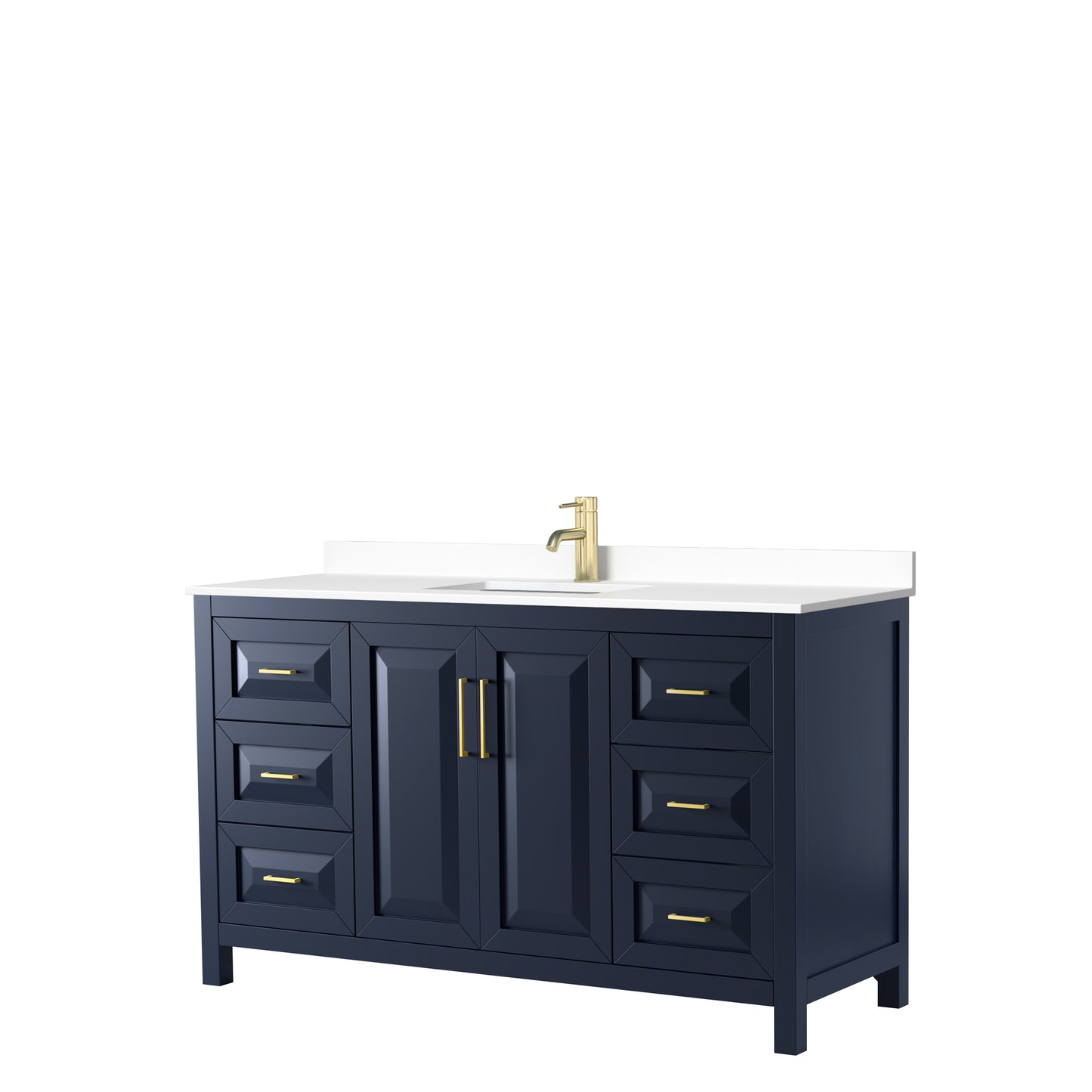 Daria 60" Single Vanity in Dark Blue, White Cultured Marble Top, Sink