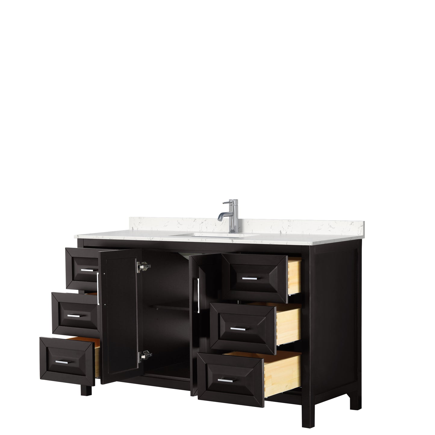 Daria 60" Single Vanity in Dark Espresso, Carrara Cultured Marble Top, Sink