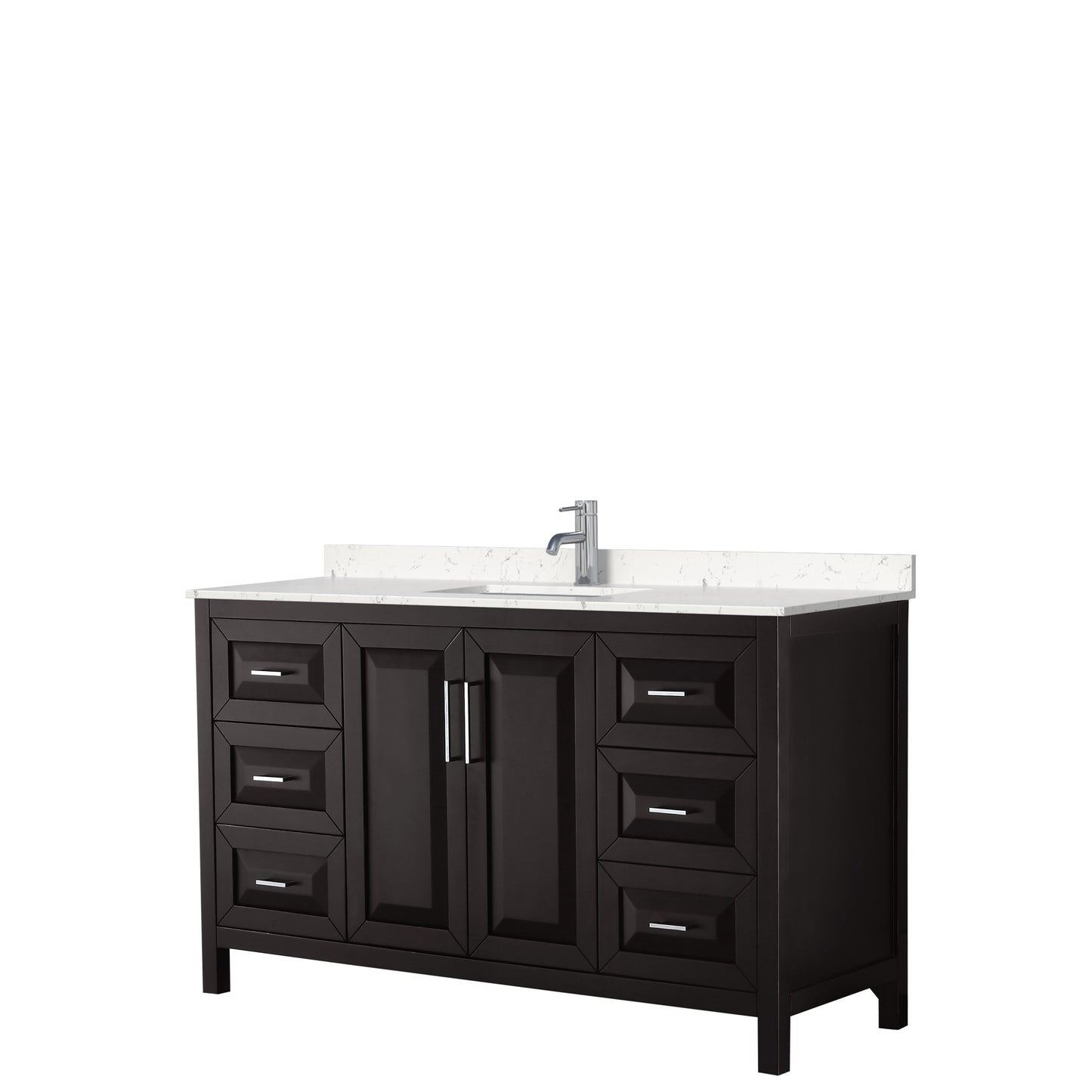 Daria 60" Single Vanity in Dark Espresso, Carrara Cultured Marble Top, Sink